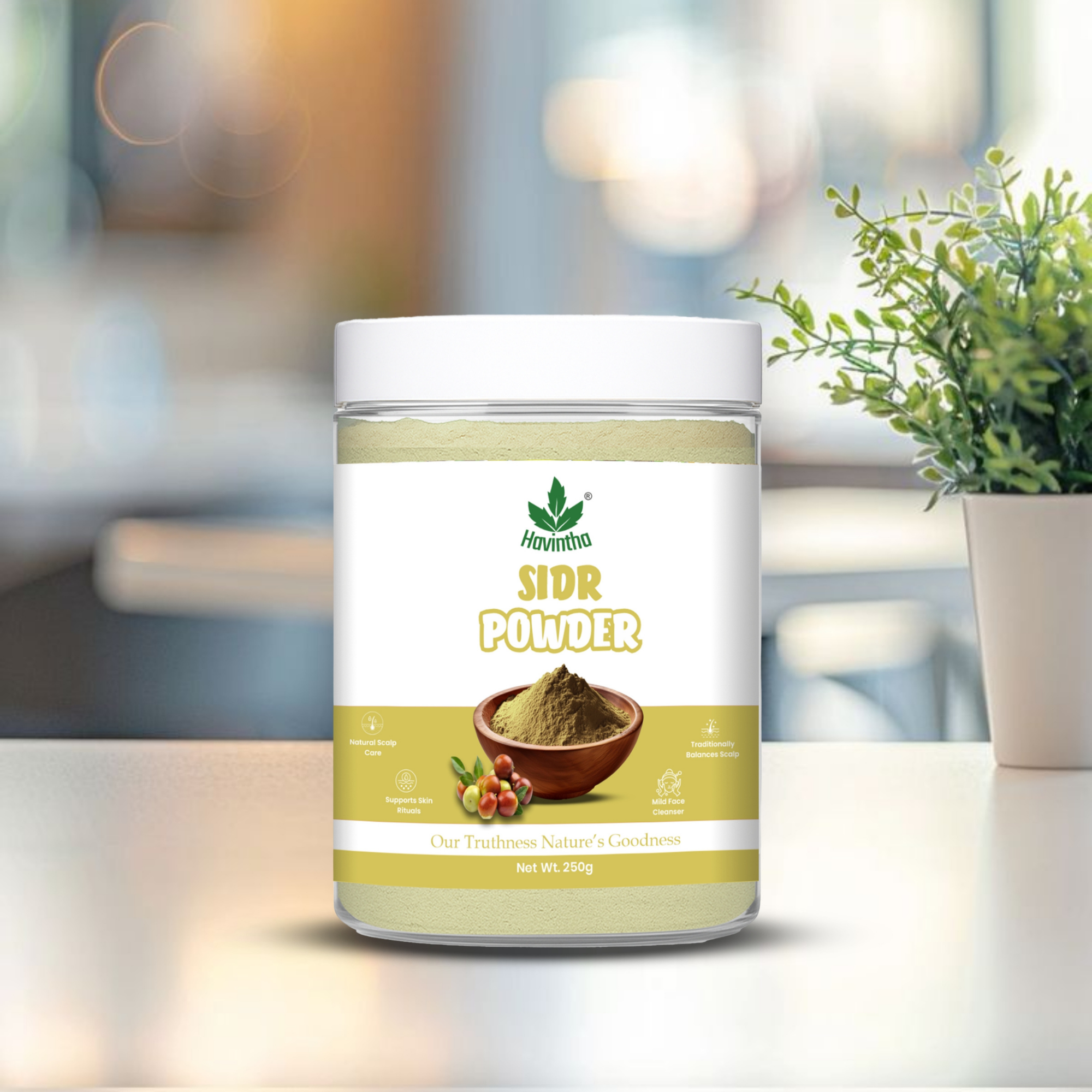 Havintha Herbal Sidr Leaves Powder 250gm | Natural Hair Cleanser &amp; Conditioner | Dry &amp; Damaged Hair Conditioning Hair Mask for Women and Men - 250g