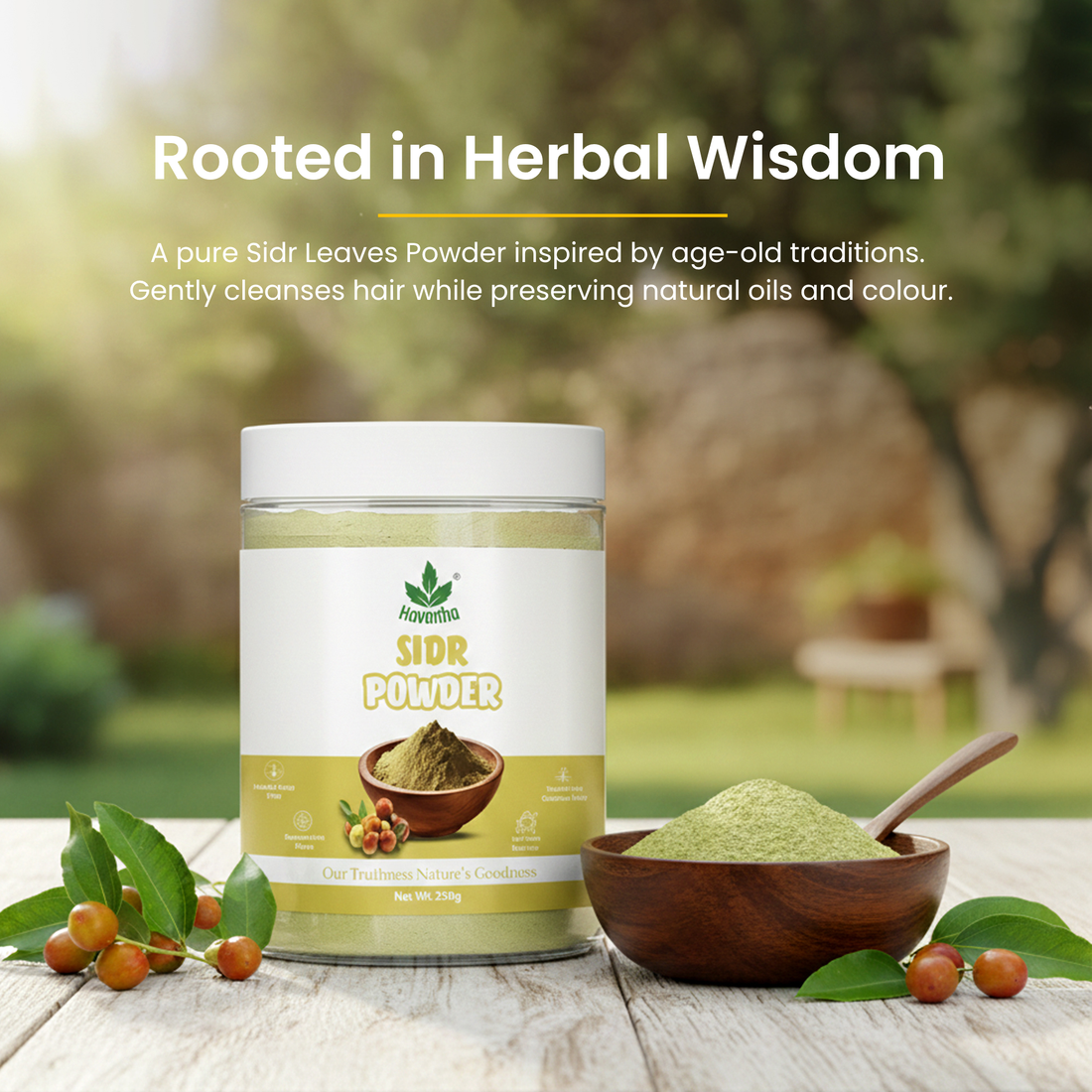 Havintha Herbal Sidr Leaves Powder 250gm | Natural Hair Cleanser &amp; Conditioner | Dry &amp; Damaged Hair Conditioning Hair Mask for Women and Men - 250g