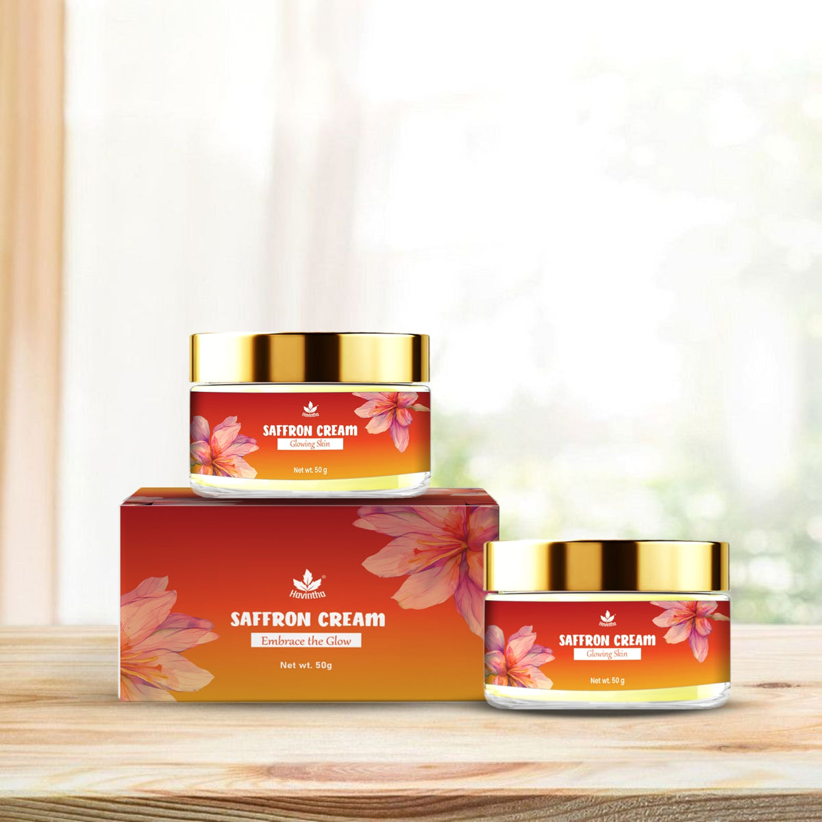Havintha Natural Saffron Face Cream for Glow & Radiance | Brightening, Dark Spot Reduction & Even Skin Tone | Herbal Moisturizing Cream (50g)