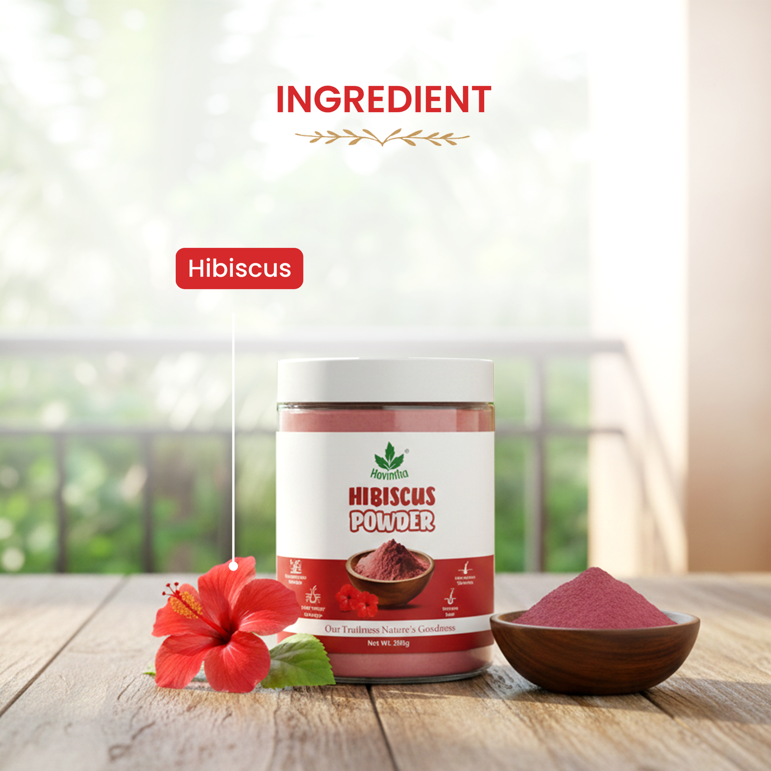 Havintha Natural Hibiscus Powder for Hair Growth &amp; Prevents Hair Fall - 250g