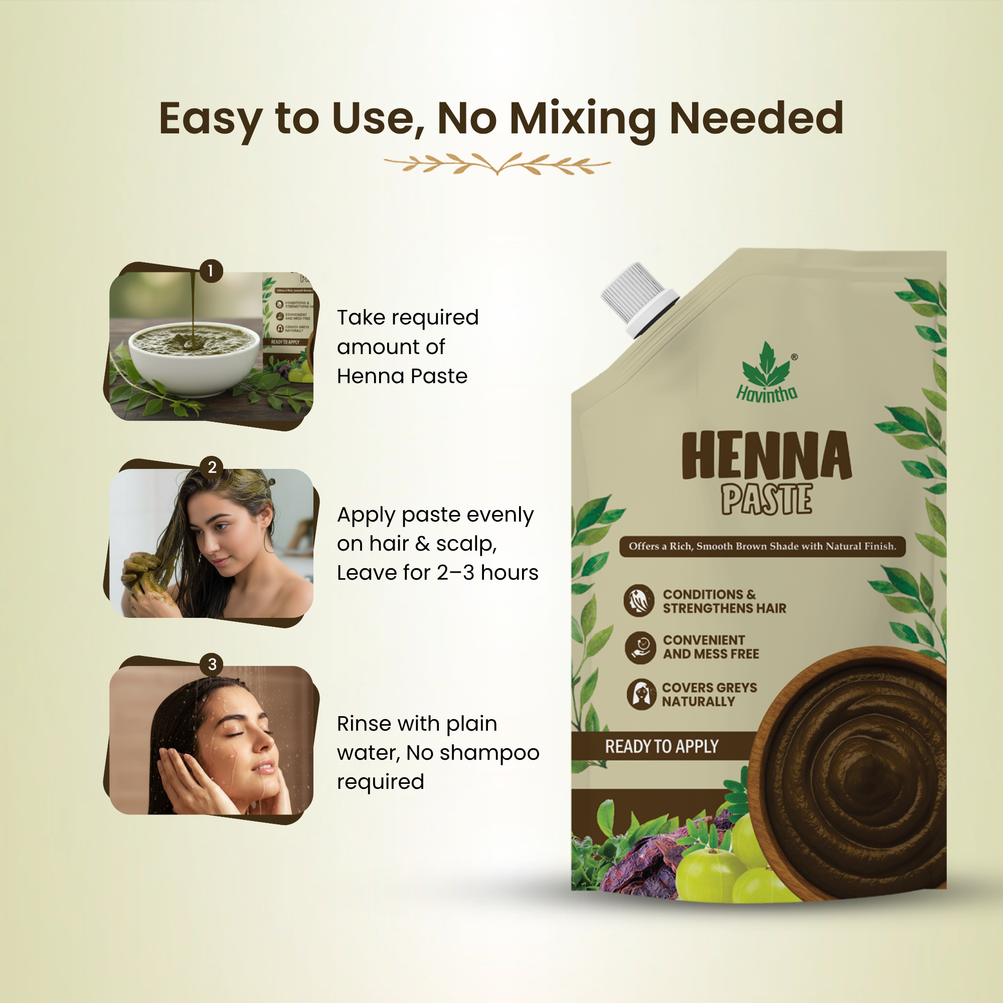 Havintha Natural Henna Paste 200g | Pre-Mixed Ready-to-Apply Hair Color | For Men &amp; Women