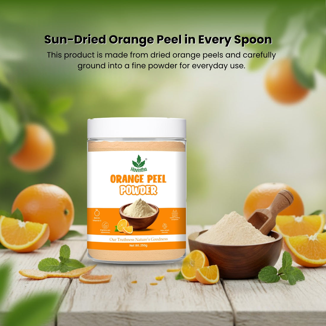 Havintha Orange Peel Powder for Face Whitening, Citrus aurantium (Santra Chilka) Pure - 227g