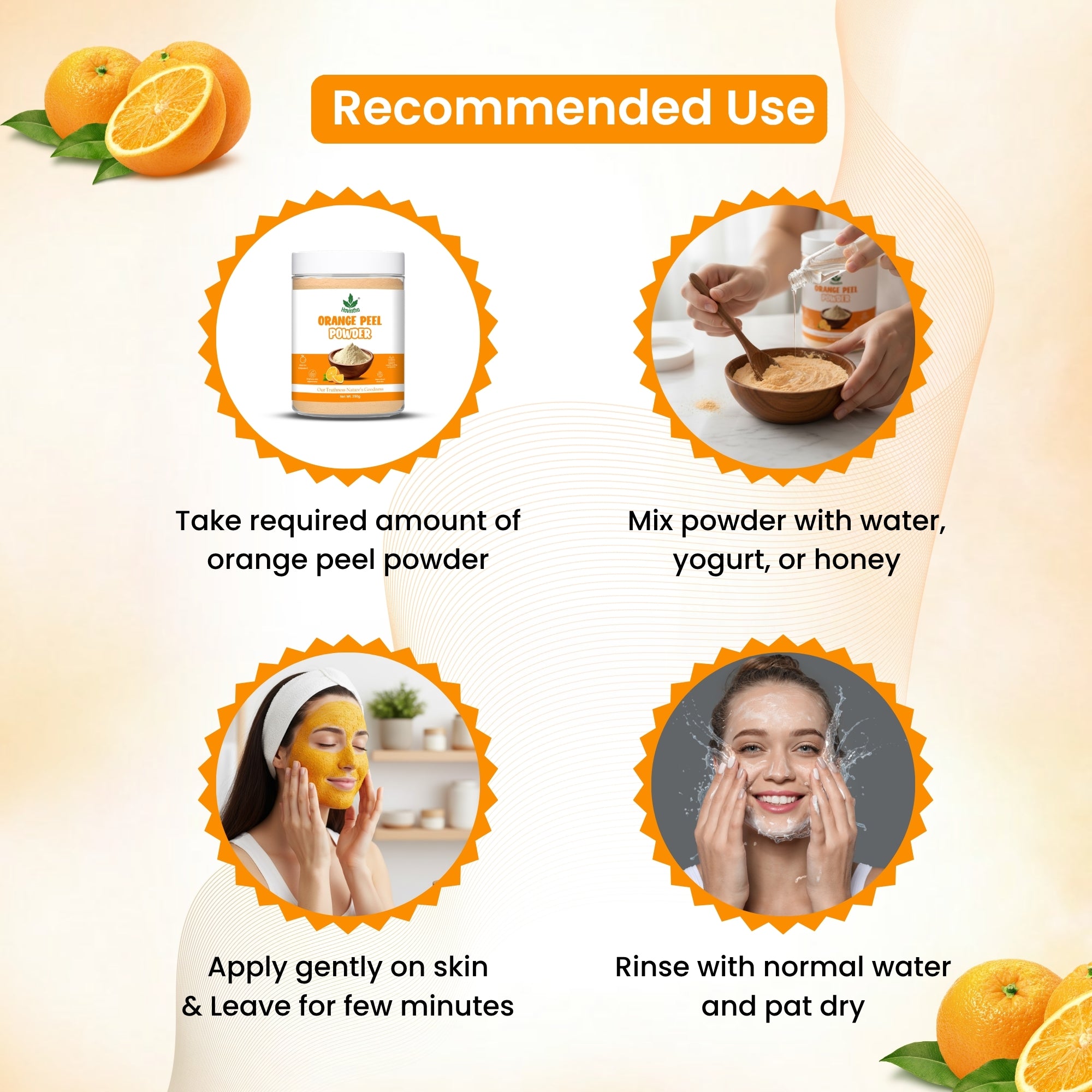 Havintha Orange Peel Powder for Face Whitening, Citrus aurantium (Santra Chilka) Pure - 227g