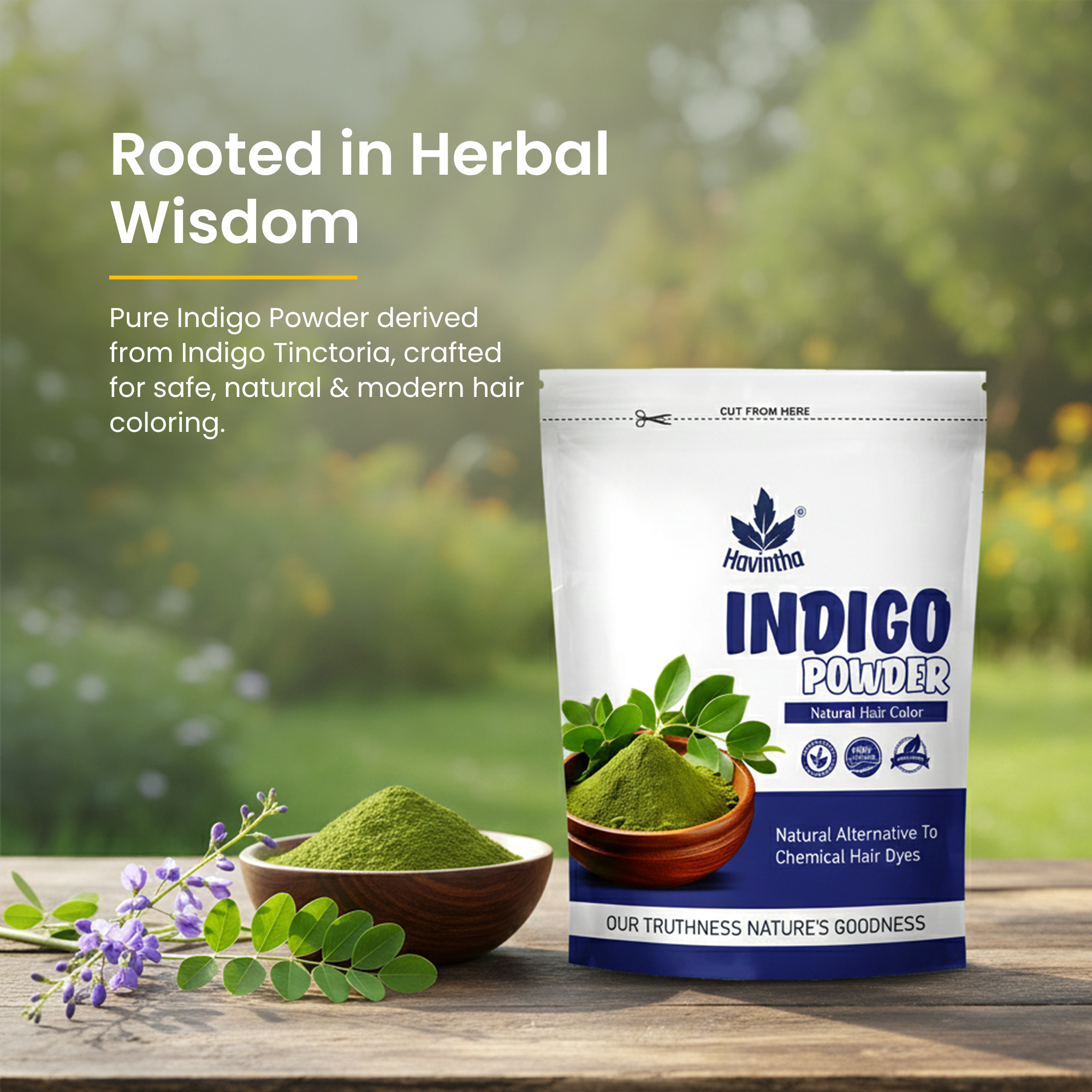 Natural Indigo Powder For Black Hair &amp; Beard - 200 Grams