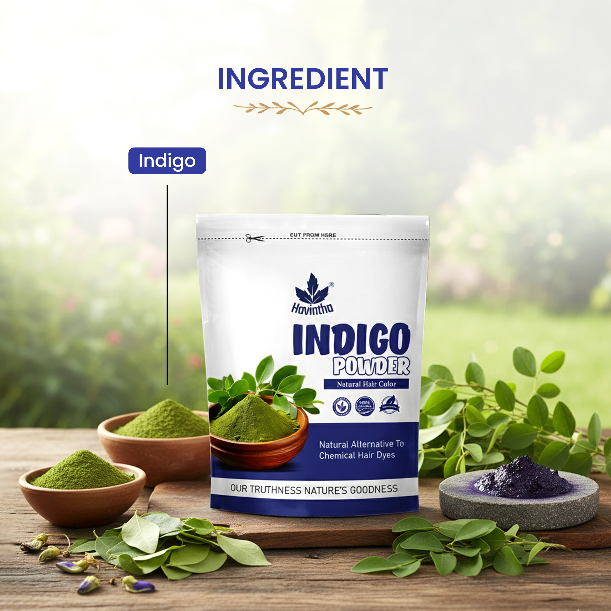 Natural Indigo Powder For Black Hair &amp; Beard - 200 Grams