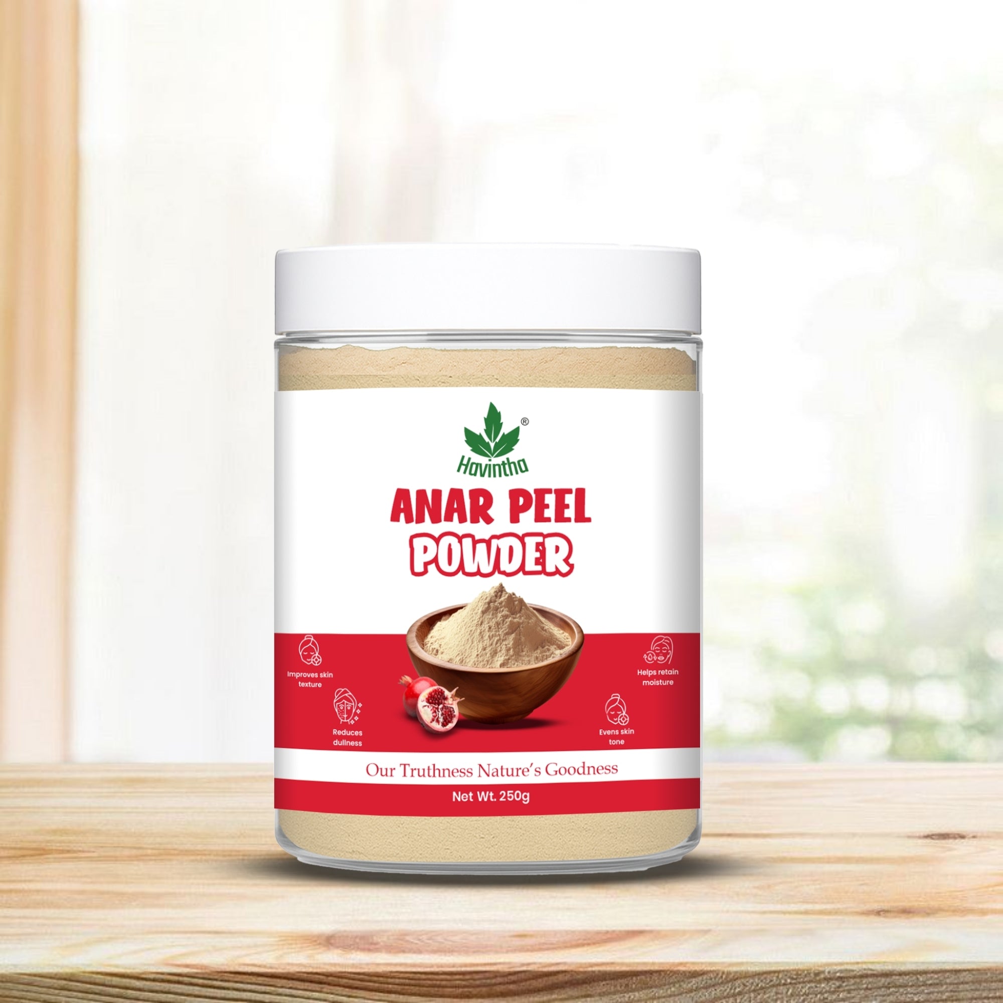 Havintha Natural Anar Peel Powder | For Glowing Skin | Herbal Skin Care | 250 Grams (JAR)