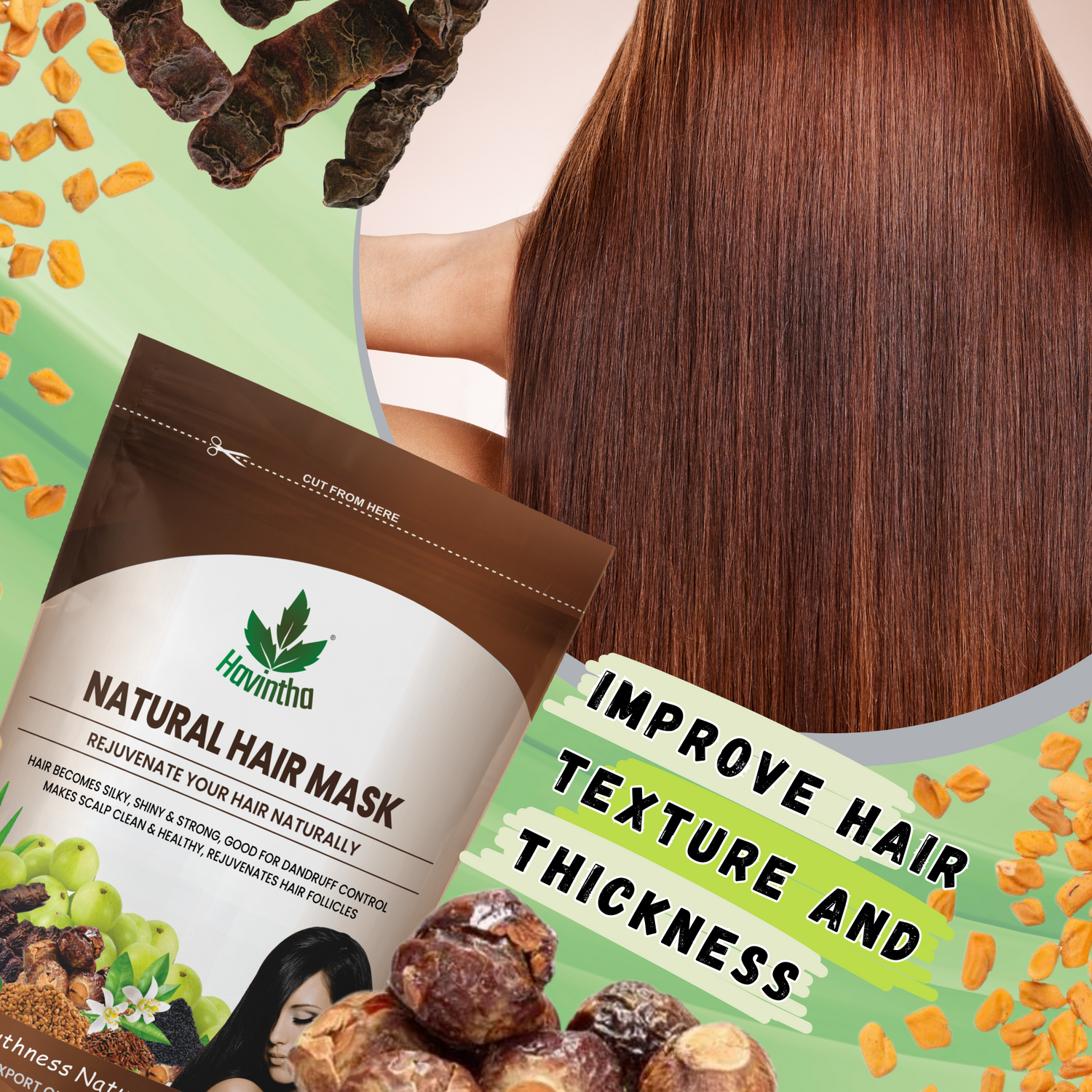 Havintha hair mask for reducing hair fall split ends | Lustre | shining | nourishment 227 grams