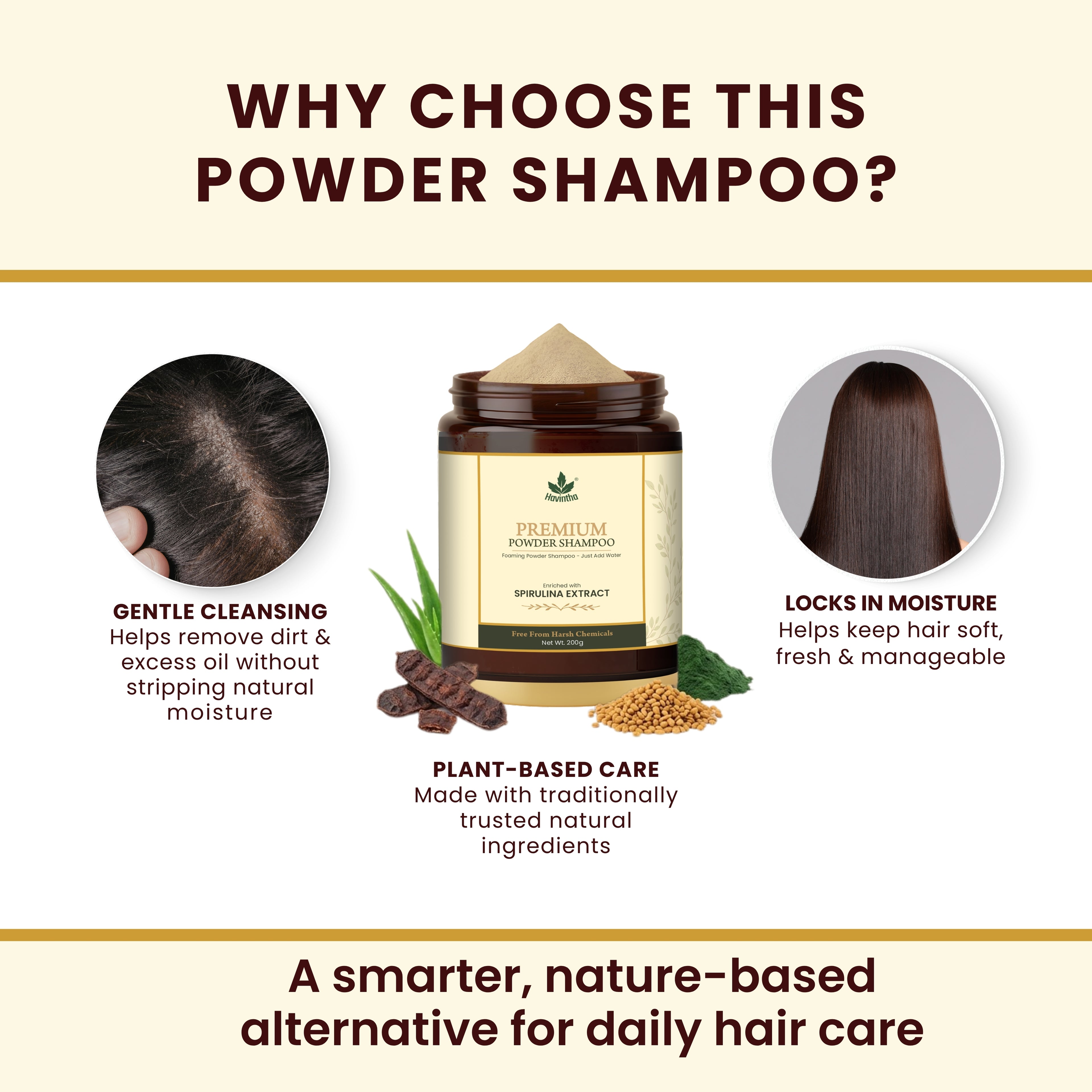 Havintha Premium Hair Shampoo 200g with Spirulina |Herbal Formula for Thick, Healthy Hair