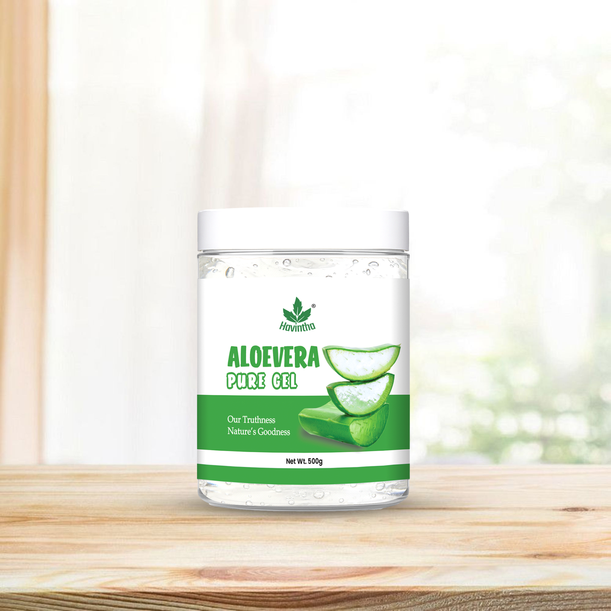 Havintha Natural Aloe Vera Gel (500gm) for Skin Moisturizing, Hair Conditioning & Sunburn | Gel for Face, Hair, Acne, Pimples, Dry Skin & Scalp Care | Soothing & Hydrating Aloe Gel for Glowing Skin