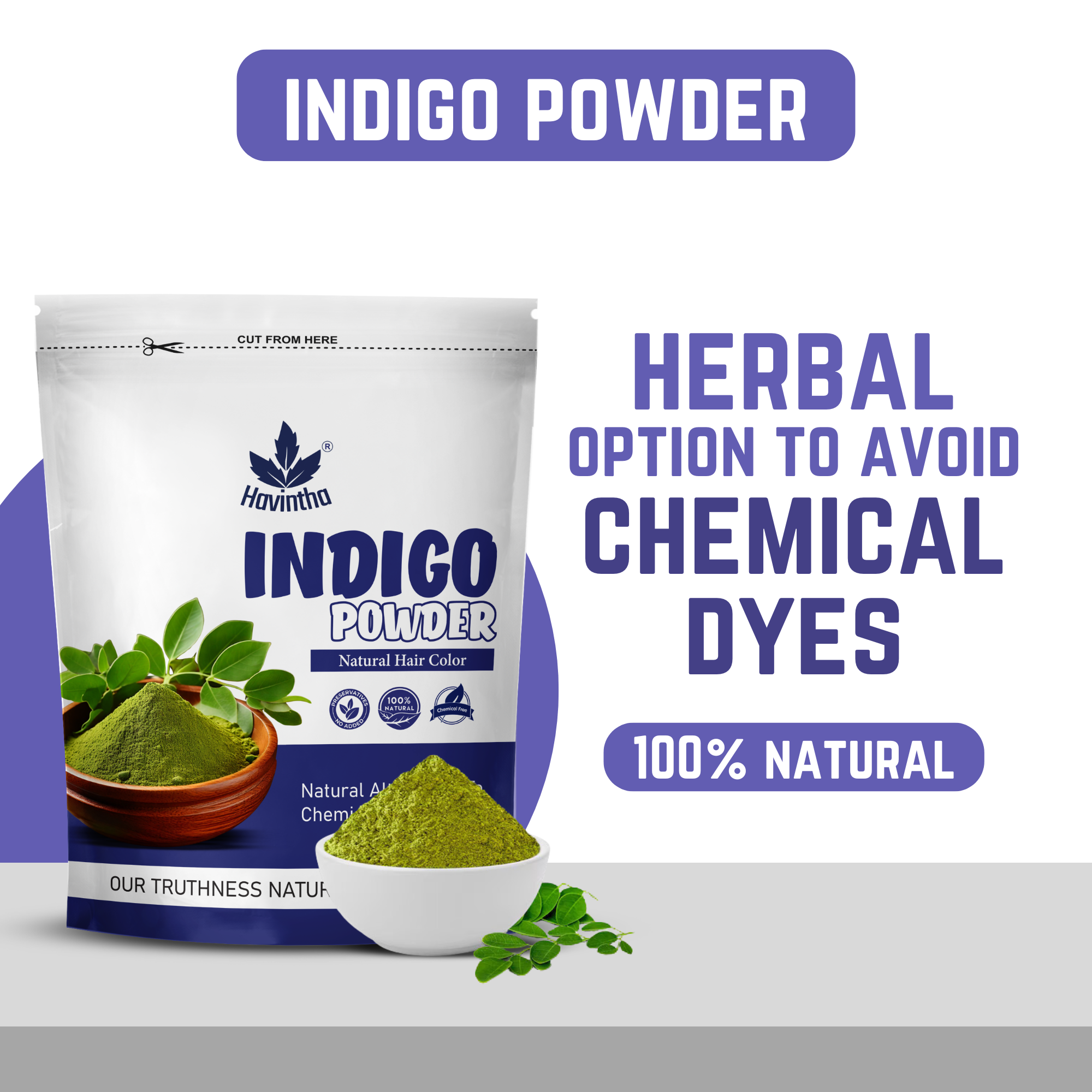 Natural Indigo Powder For Black Hair &amp; Beard - 200 Grams