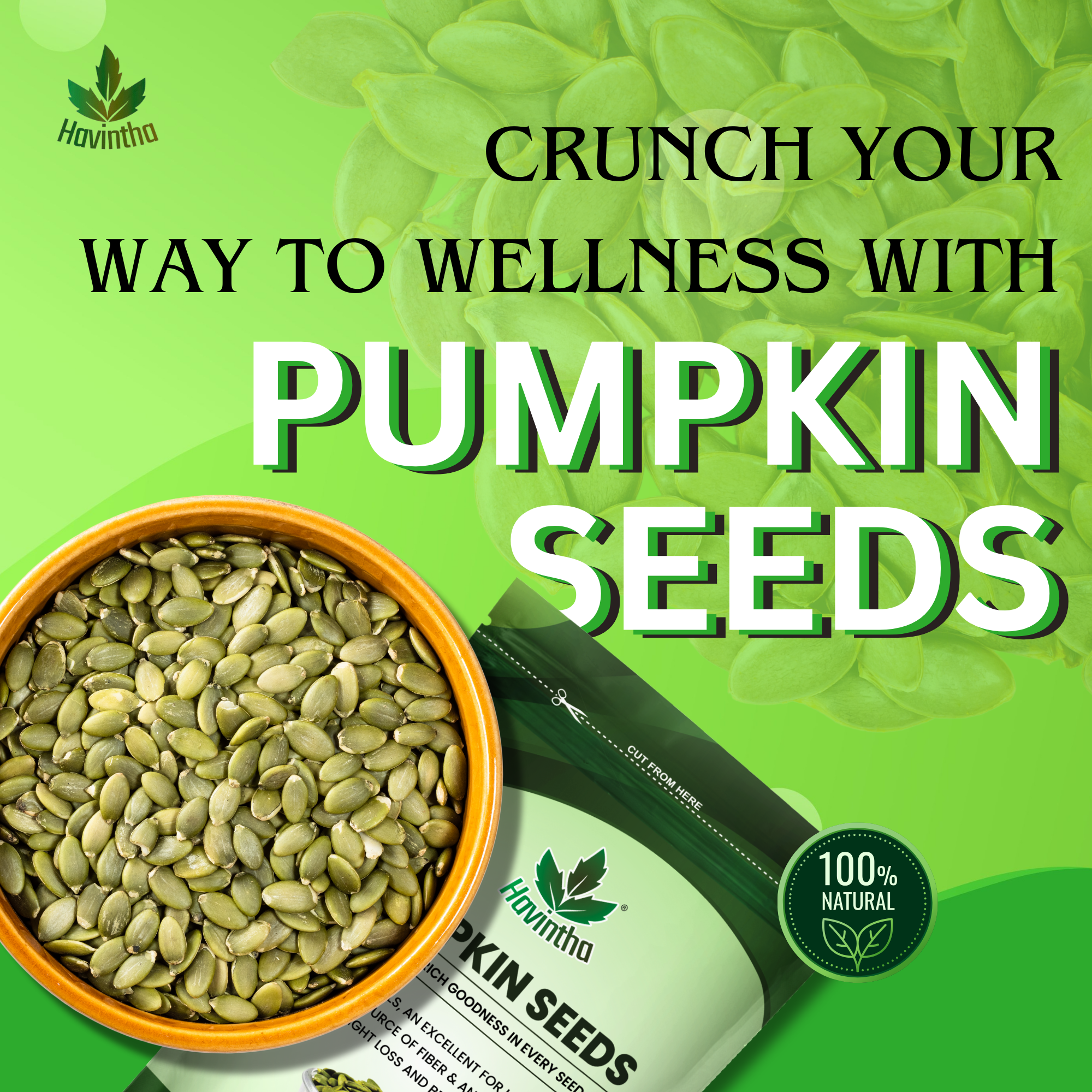 Havintha pumpkin seeds for Eating (Raw And Unroasted), Immunity Booster Seeds - 227 Grams