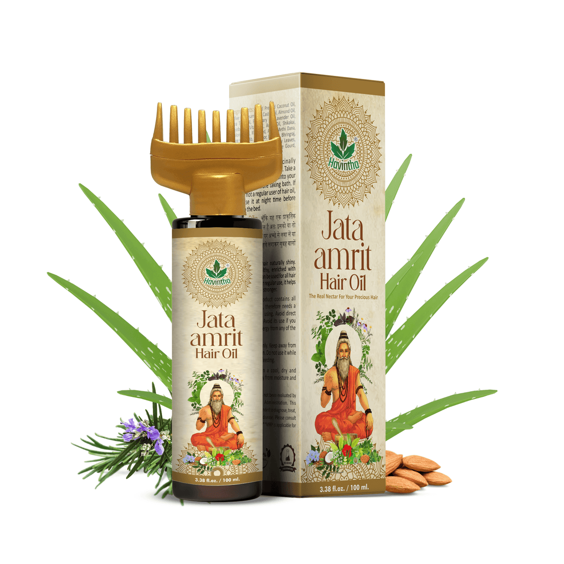 Havintha Jata Amrit Hair Oil For hair growth | Handmade herbal hair oil | Long &amp; Shiny hair | With Lavender, Castor, Tea tree and Rosemary oil |100 ml