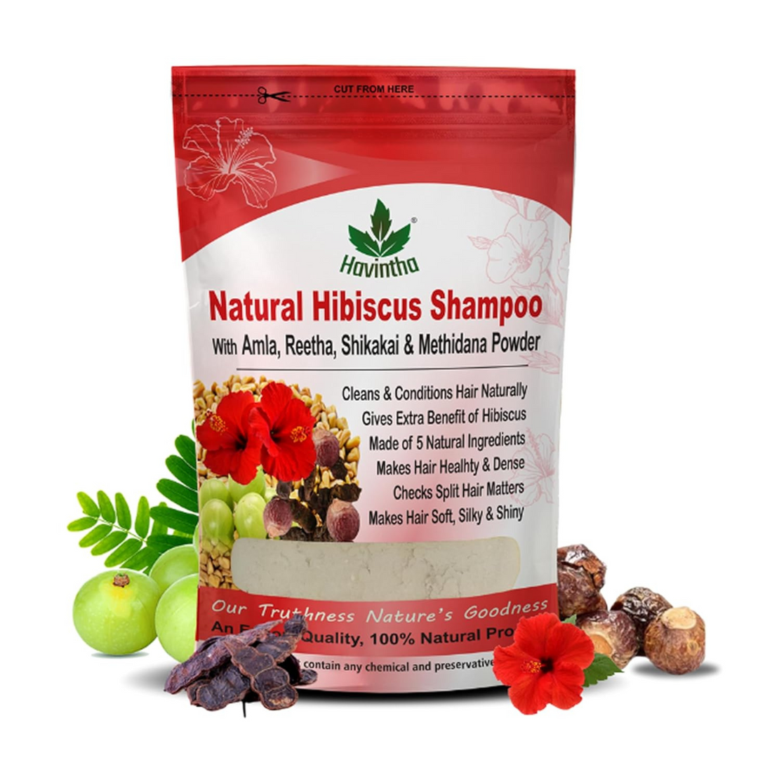 Natural Hibiscus Powder Shampoo | Prevents Hair Fall &amp; Nourishes Lifeless Hair | for Overall Hair Growth | Men &amp; Women (227g)