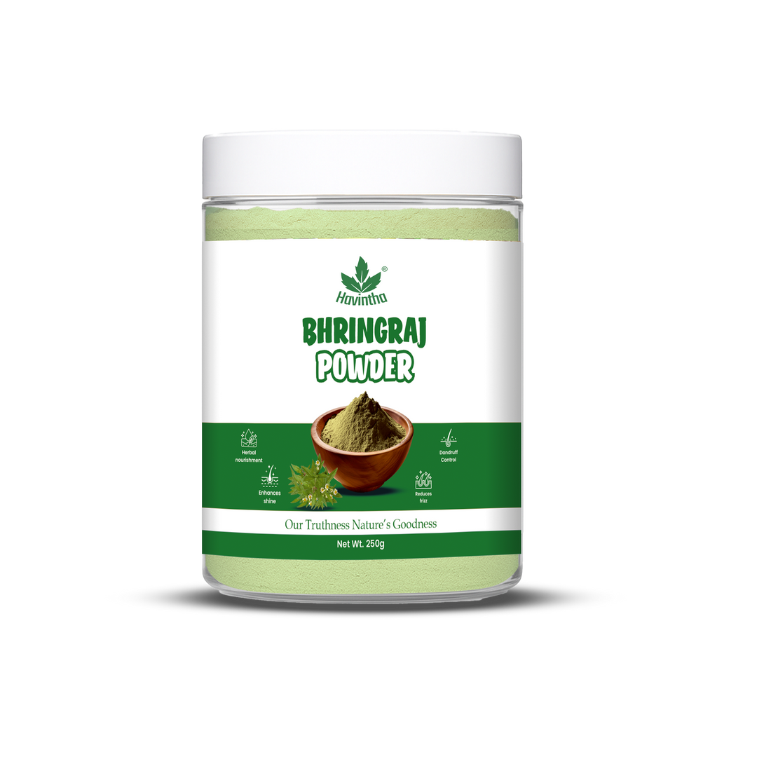 Havintha Natural Bhringraj Powder | For Strong &amp; Silky Hair | 250 Grams (JAR)