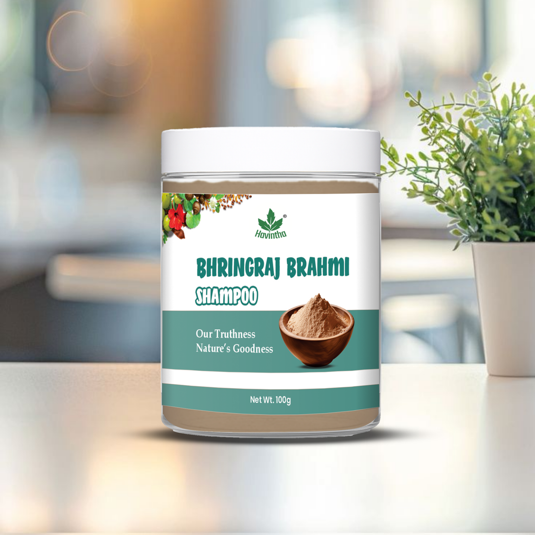 Natural Bhringraj and Brahmi Powder Shampoo | Fights Dandruff &amp; Deeply Moisturizes Hair | Men &amp; Women (227g)