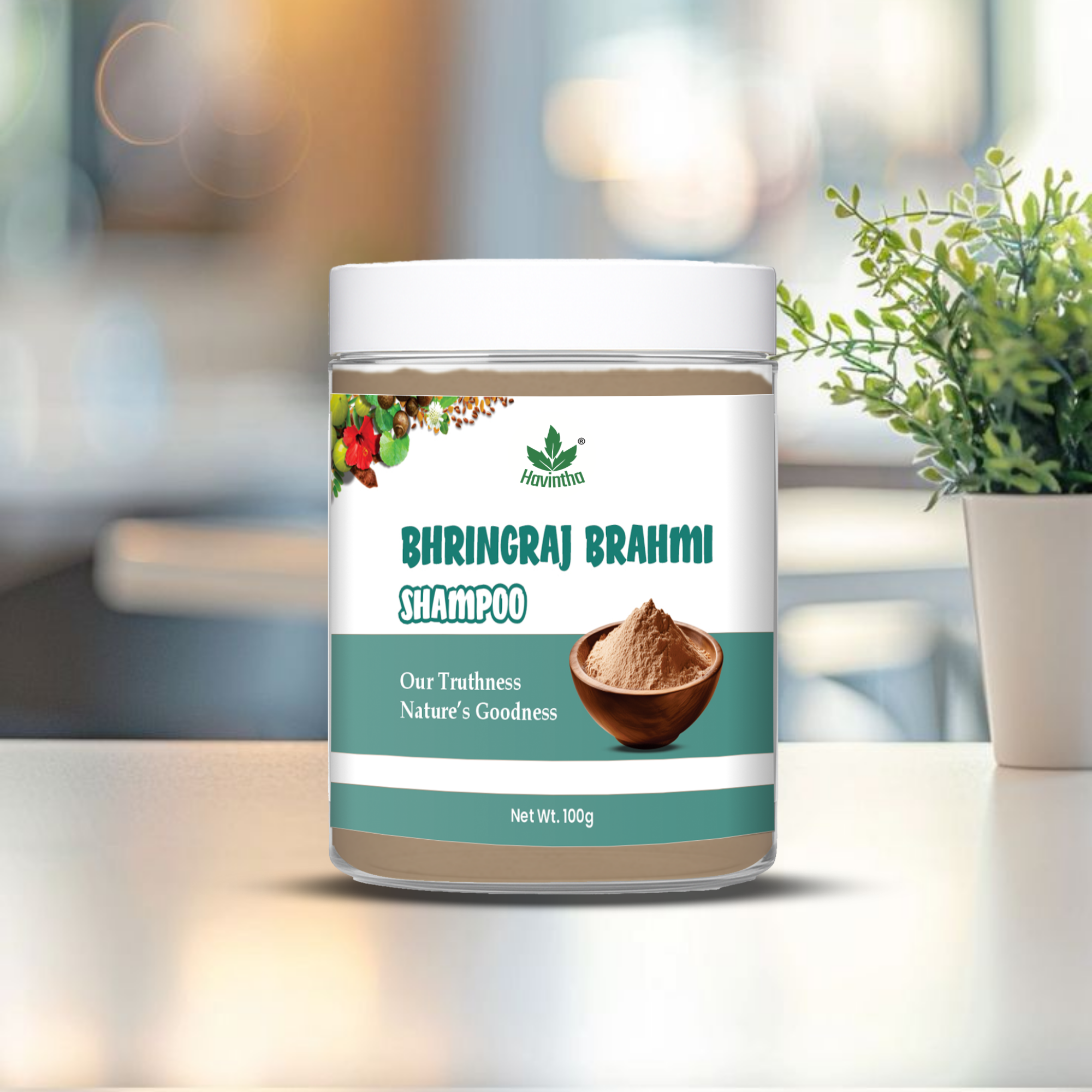 Natural Bhringraj and Brahmi Powder Shampoo | Fights Dandruff &amp; Deeply Moisturizes Hair | Men &amp; Women (227g)