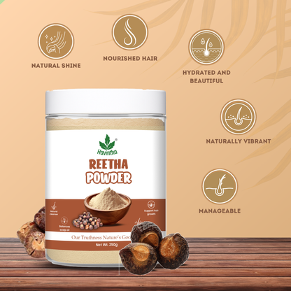 Havintha Natural Reetha Powder For Shiny Hair | Hair Care Powder | 250 Grams (JAR)