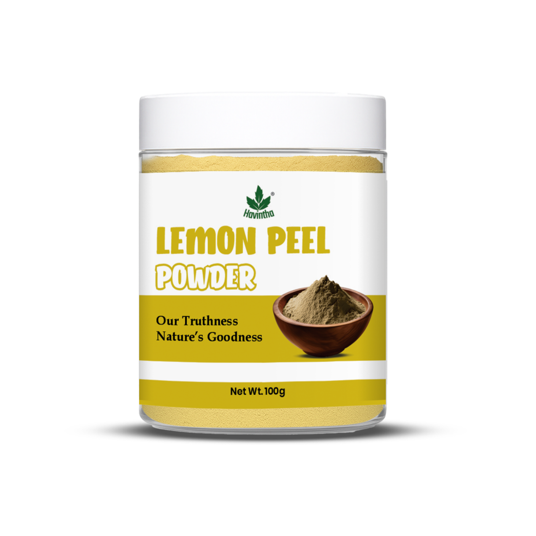 Havintha Natural Lemon Peel Powder | For Brighter Skin | Remove Dark Circles | 100 Grams (JAR)