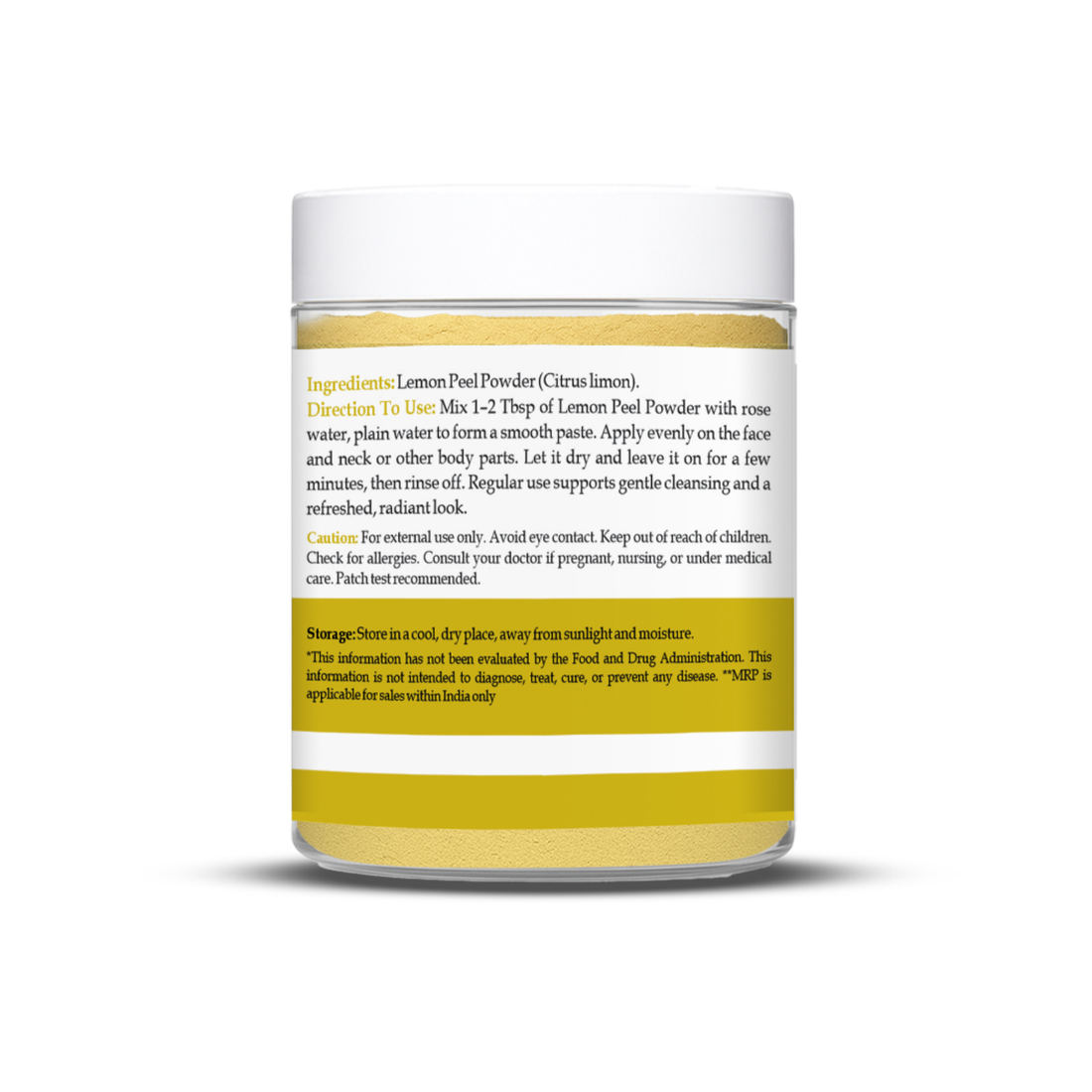 Havintha Natural Lemon Peel Powder | For Brighter Skin | Remove Dark Circles | 100 Grams (JAR)