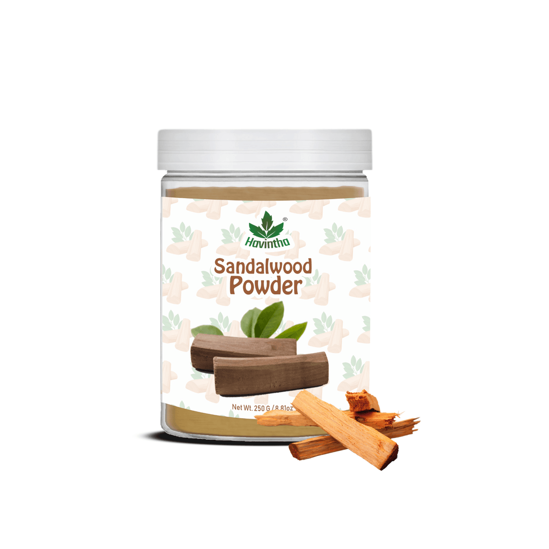 Havintha Sandalwood powder for Glowing Skin | Natural Skin Care | Pure &amp; Natural Skin Care | 250 Grams (JAR)