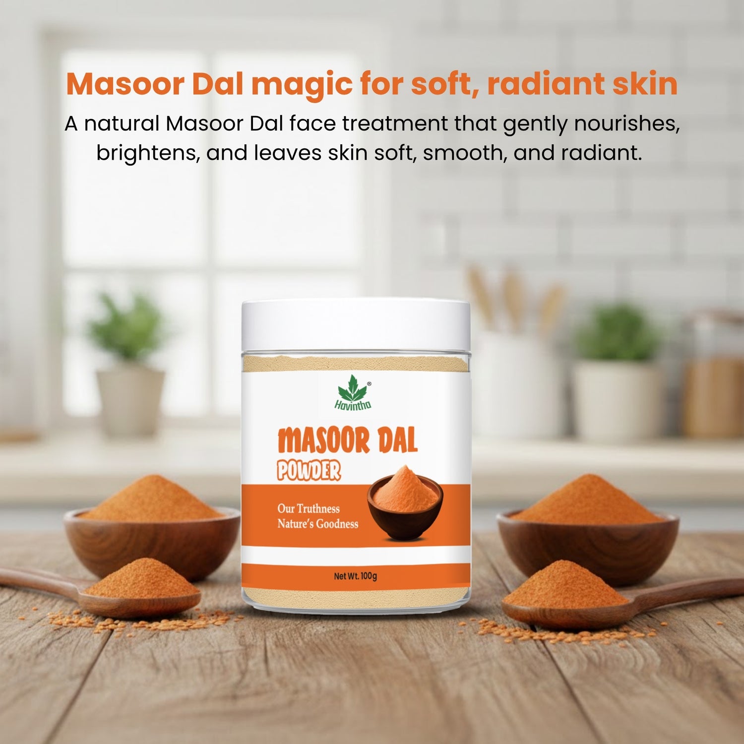 Havintha Masoor Dal Powder 100g | Natural Red Lentil Face Pack | Skin Glow &amp; Care