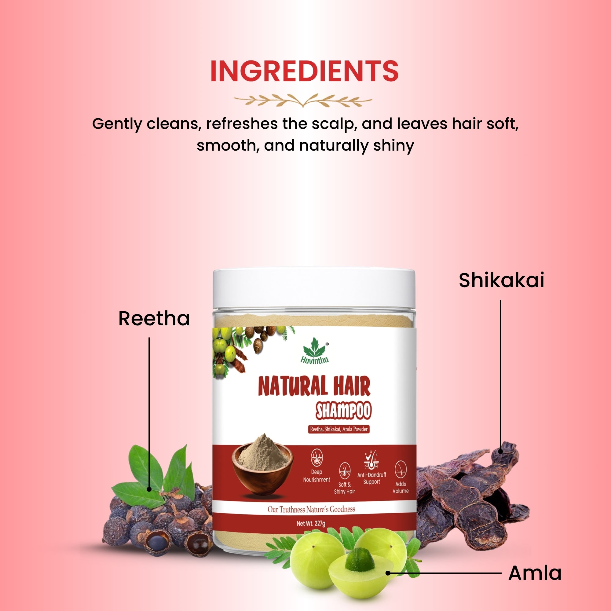 Amla Reetha Shikakai Powder Natural Hair Shampoo for Hair - 227 Grams