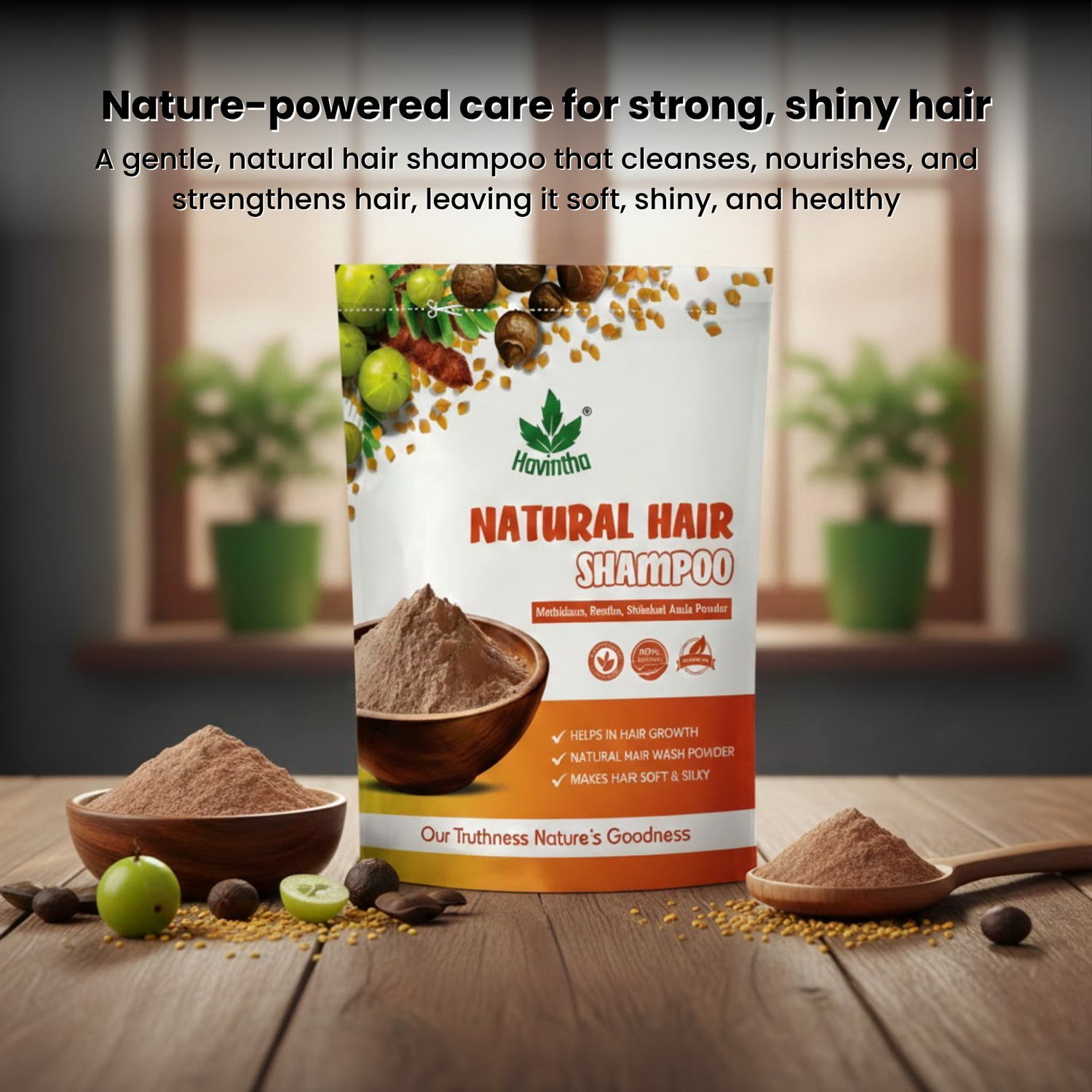 Havintha Natural Hair Shampoo Powder 227g | Herbal Blend with Methi Dana, Amla, Reetha &amp; Shikakai | Ayurvedic Hair Cleanser for Scalp Nourishment &amp; Deep Cleansing | Men &amp; Women