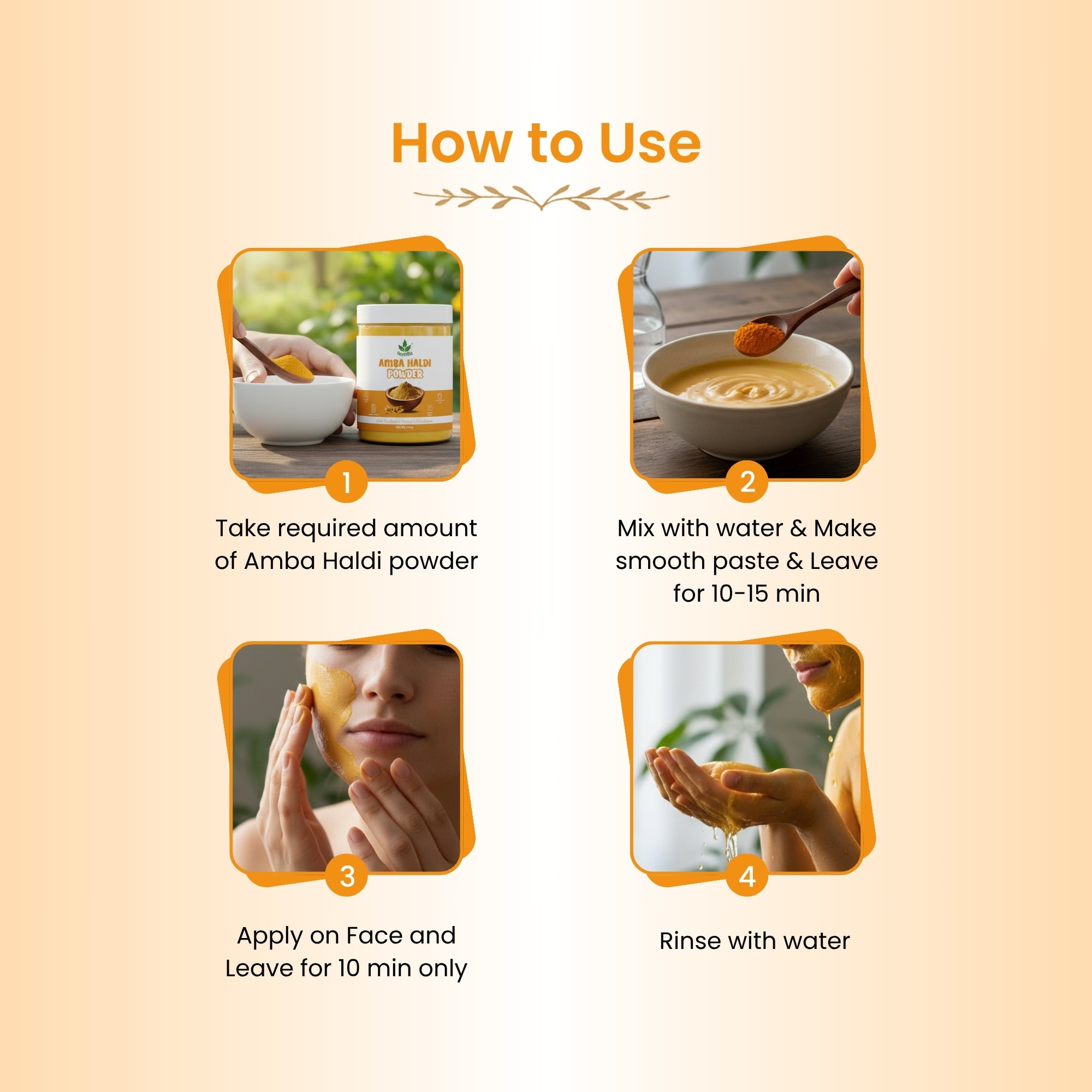 Havintha Natural Amba Haldi Powder for Face | For Bright Skin | Natural Face Care | 100 Grams (JAR)