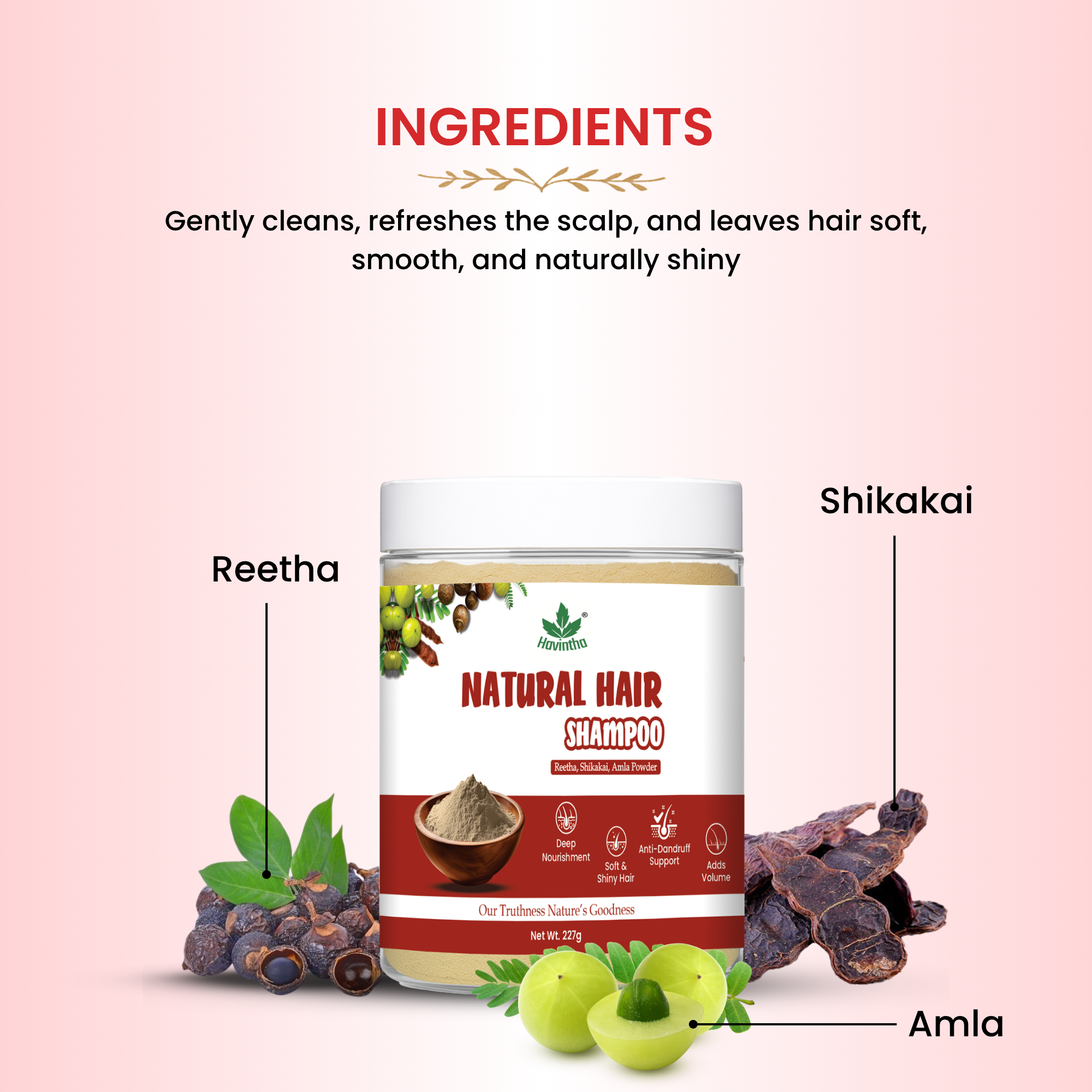 Amla Reetha Shikakai Powder Natural Hair Shampoo for Hair - 227 Grams