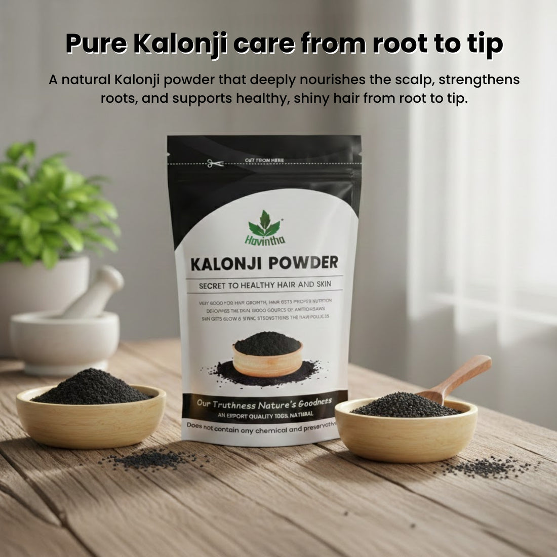 Havintha Kalonji Powder 227g | Chemical-Free Black Seed Powder for Hair Strength, Split Ends Repair &amp; Daily Wellness