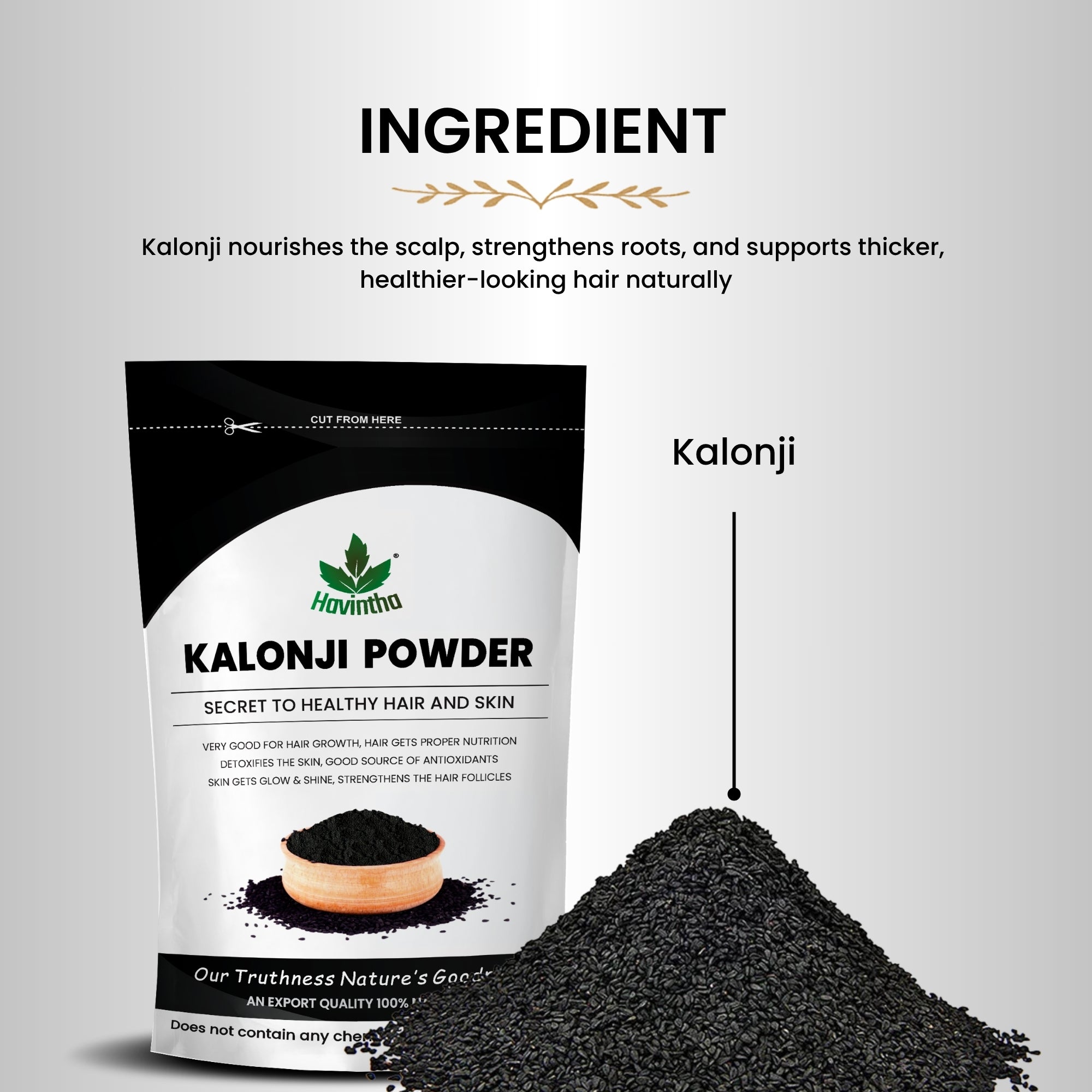 Havintha Kalonji Powder 227g | Chemical-Free Black Seed Powder for Hair Strength, Split Ends Repair &amp; Daily Wellness