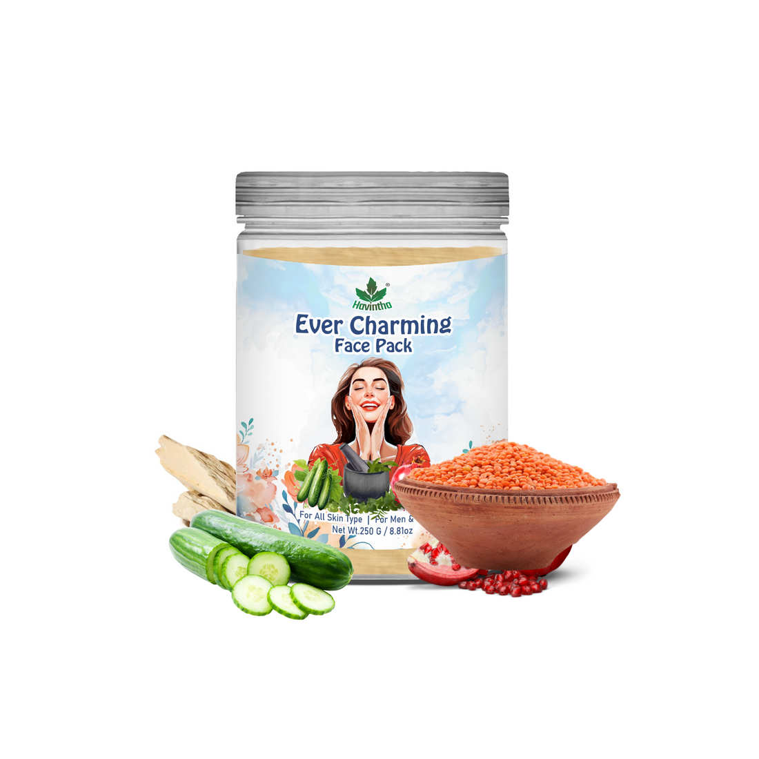 Havintha Natural Evercharming Face Pack for Brightening | For Skin Whitening | 250 Grams (JAR)