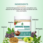 Natural Bhringraj and Brahmi Powder Shampoo | Fights Dandruff & Deeply Moisturizes Hair | Men & Women (250g)
