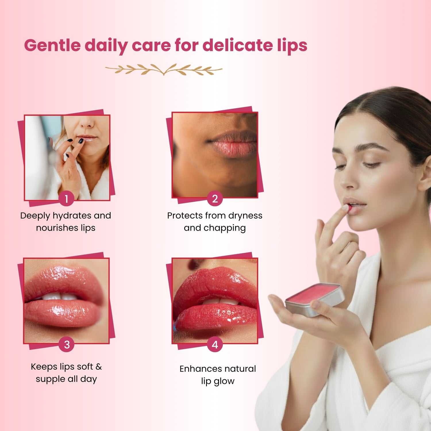 Havintha Natural Beetroot Lip Balm 10g | Natural Lip Balm for Soft, Pink Lips | For Men &amp; Women