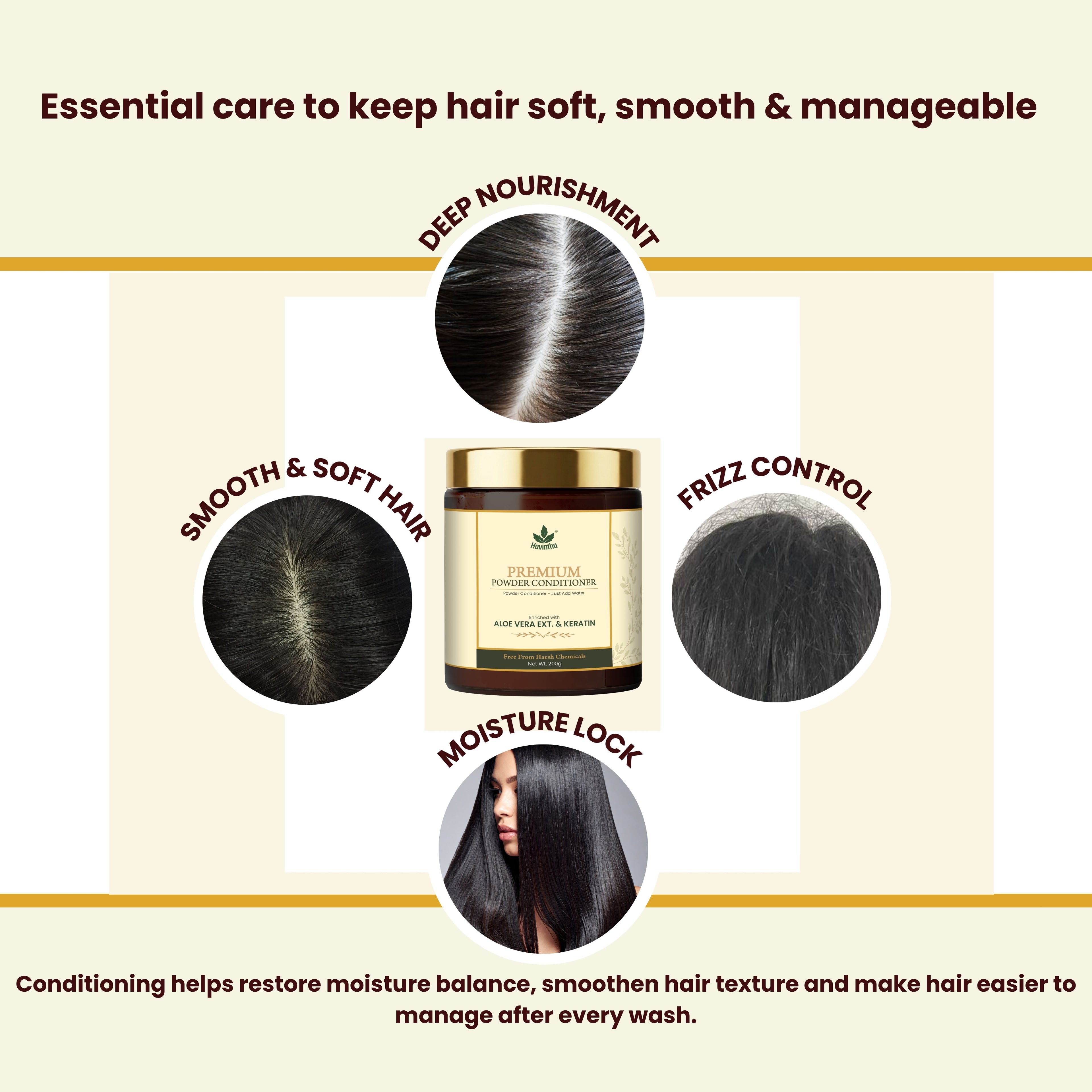 Havintha Premium Hair Conditioner 200g with Aloe Vera &amp; Keratin for Smooth, Strong, Shiny Hair