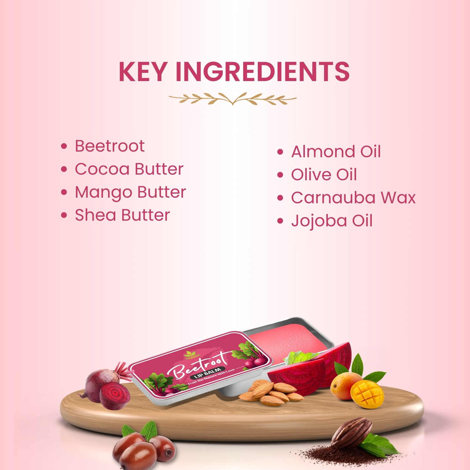 Havintha Natural Beetroot Lip Balm 10g | Natural Lip Balm for Soft, Pink Lips | For Men &amp; Women