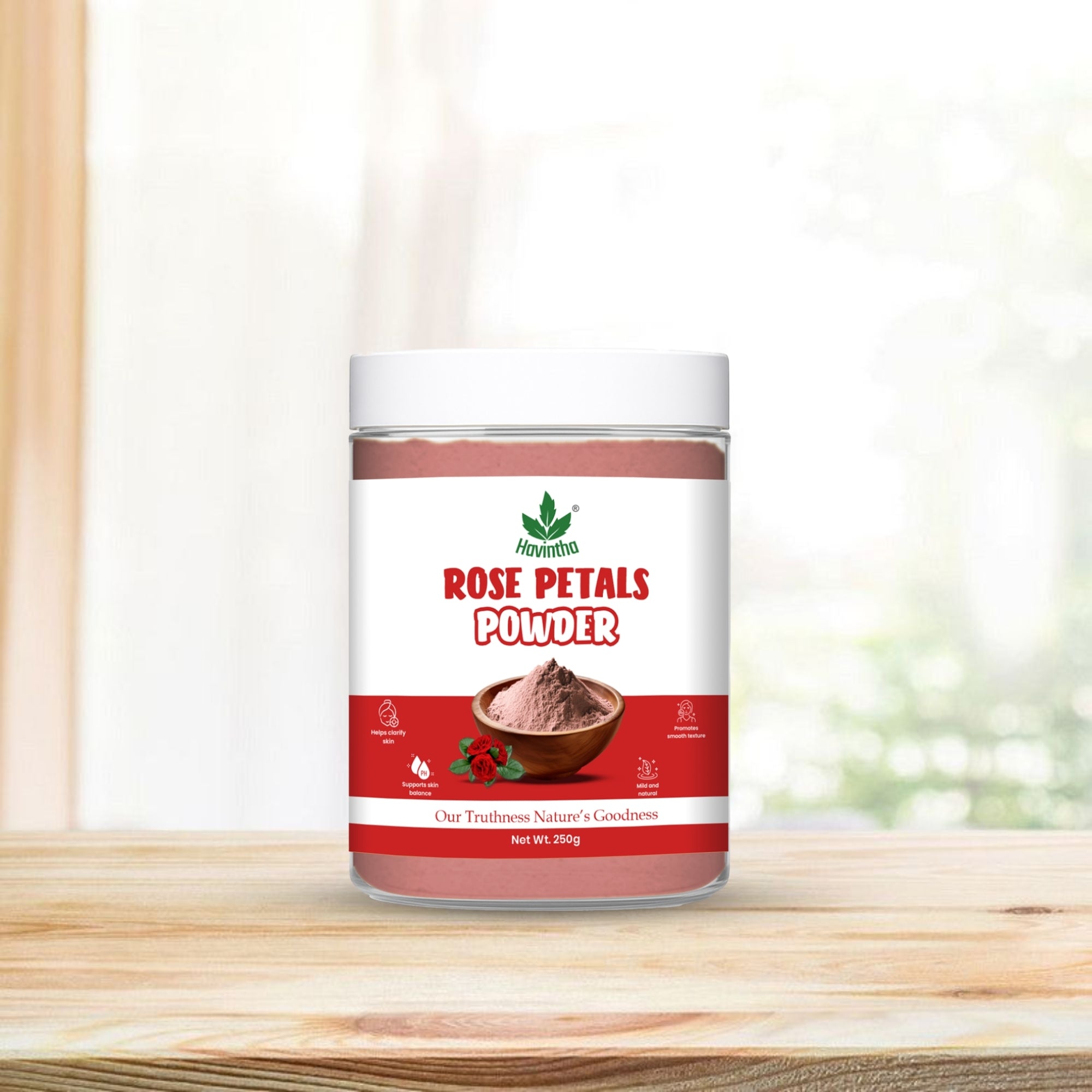 Havintha Natural Rose Petals Powder | For Skin Brightening | 250 Grams (JAR)