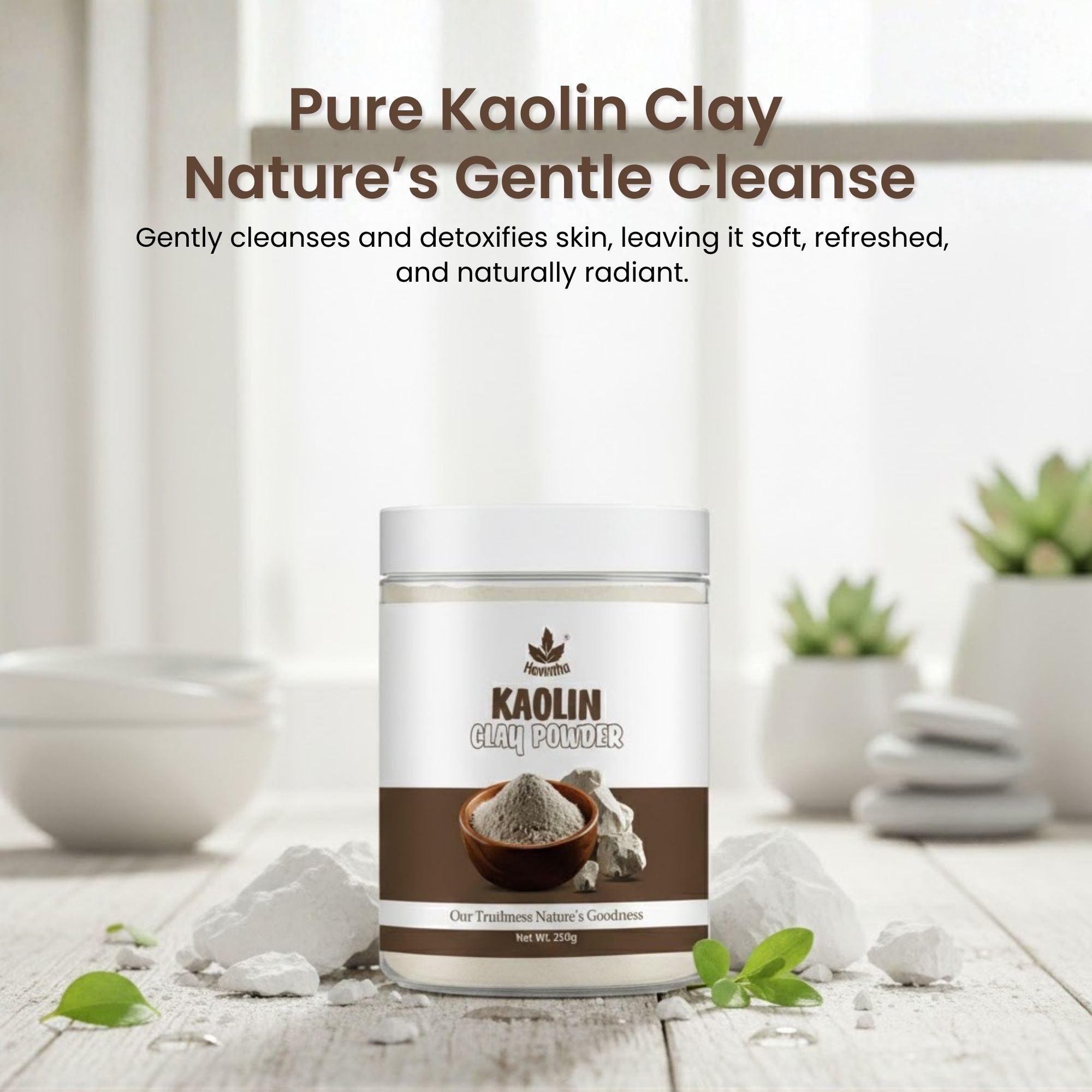 Havintha Kaolin Clay Powder 250g – Pure &amp; Natural Face Mask for Skin &amp; Hair | Deep Pore Cleansing, Oil Control &amp; Gentle Exfoliation | Helps Reduce Acne, Blackheads &amp; Uneven Skin Tone | For Men &amp; Women