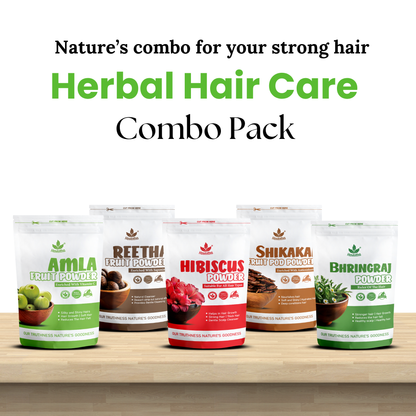 Havintha Amla, Reetha, Shikakai, Bhringraj and Hibiscus powder for Hair care (each 50 gram )