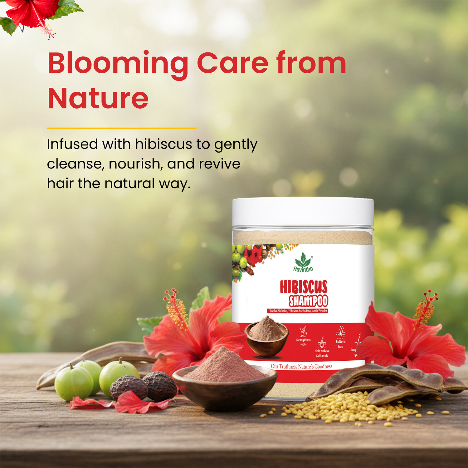 Natural Hibiscus Powder Shampoo | Prevents Hair Fall &amp; Nourishes Lifeless Hair | for Overall Hair Growth | Men &amp; Women (227g)