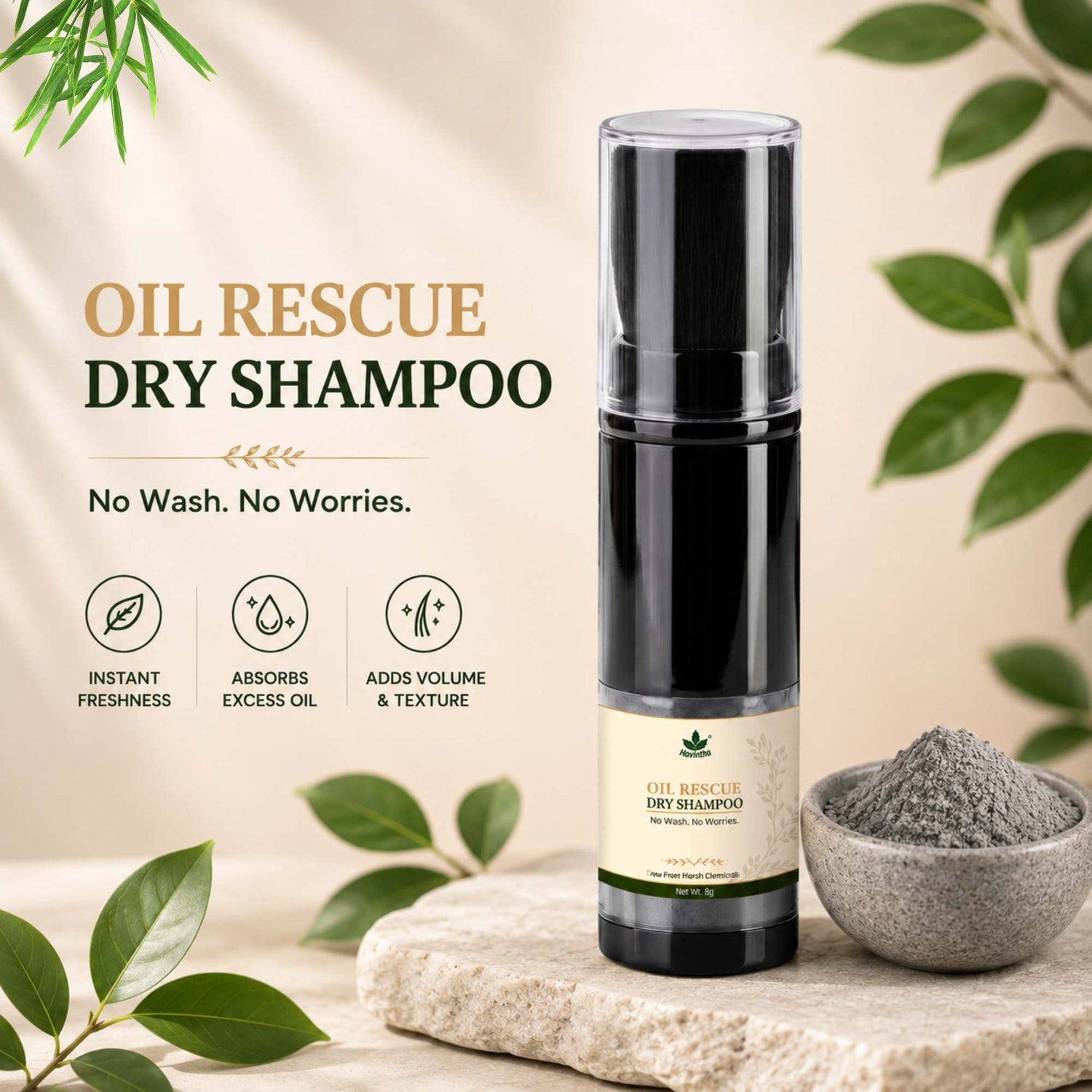 Havintha Oil Rescue Dry Shampoo for Oily Hair &amp; Scalp – No White Cast &amp; Instantly Volume (8 g)