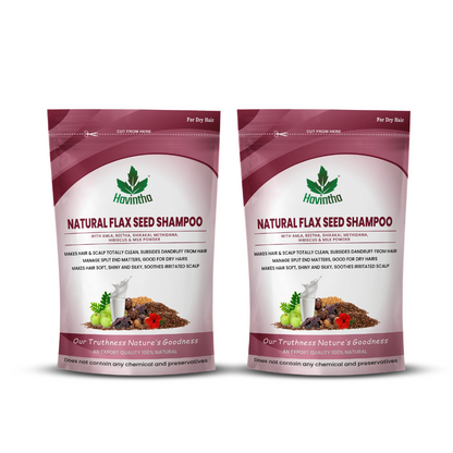 Havintha Natural Flaxseed Shampoo with Amla Reetha Shikakai Methidana Hibiscus and Milk Powder for Dry Hair - 227gm