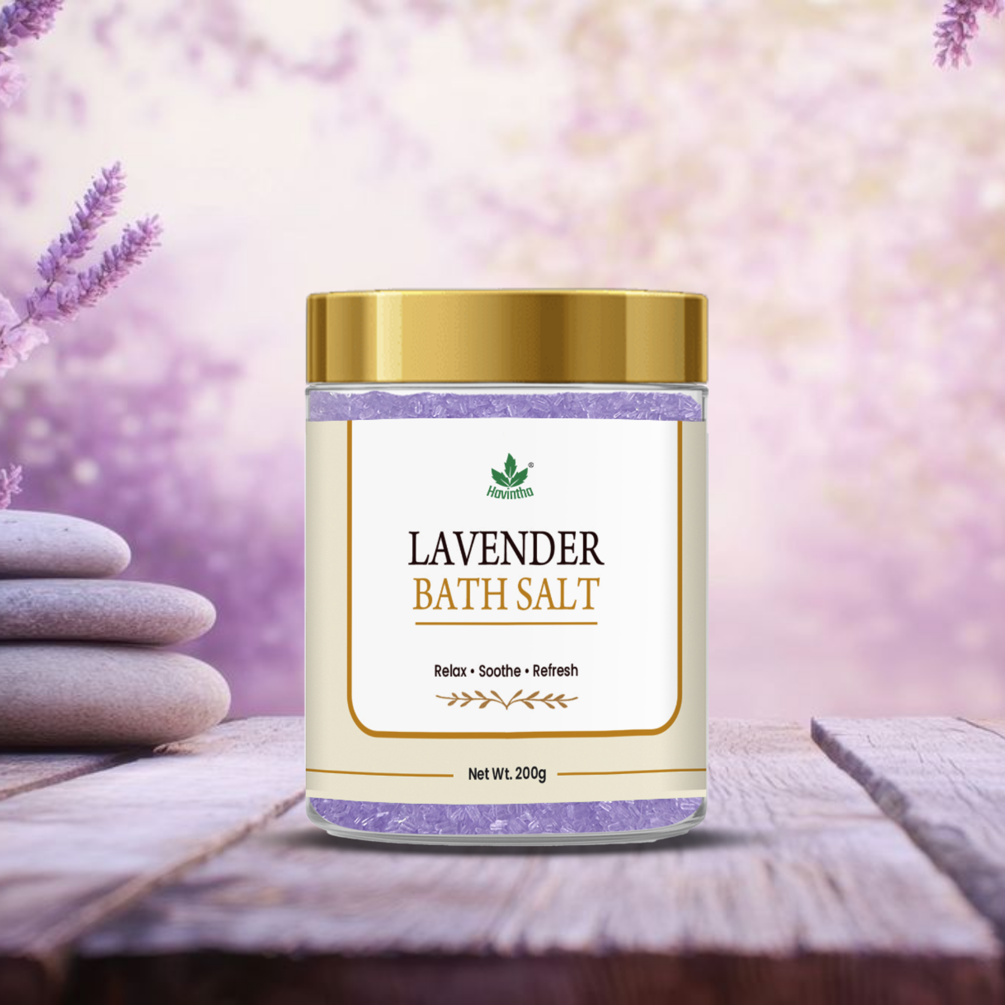 Havintha Lavender Bath Salt for Relaxation & Stress Relief | Aromather