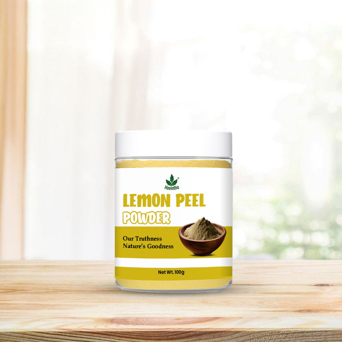 Havintha Natural Lemon Peel Powder | For Brighter Skin | Remove Dark Circles | 100 Grams (JAR)