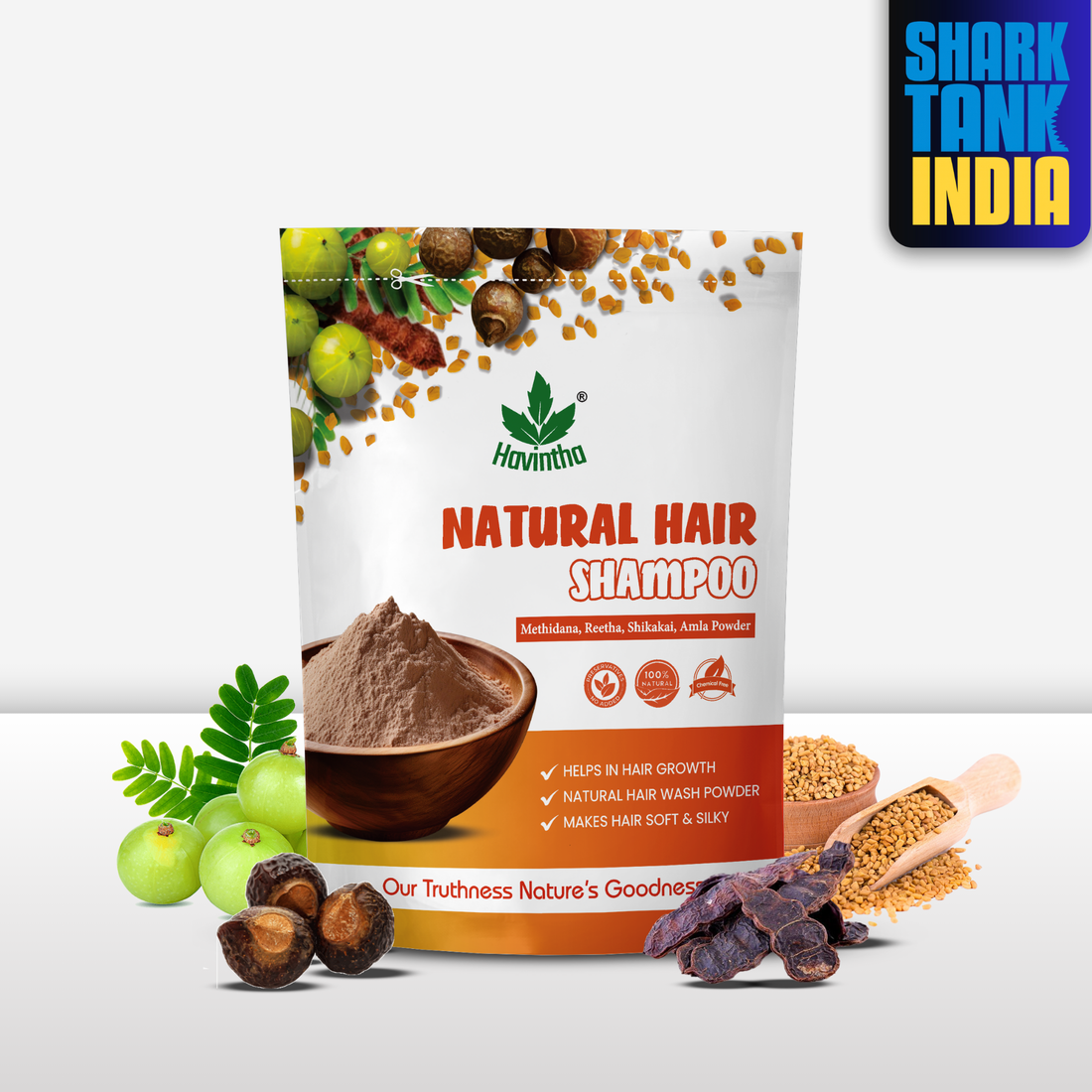 Natural Hair Shampoo with Methi Dana, Amla, Reetha &amp; Shikakai – Fights Hair Fall &amp; Promotes New Hair Growth |Men &amp; Women (227g)