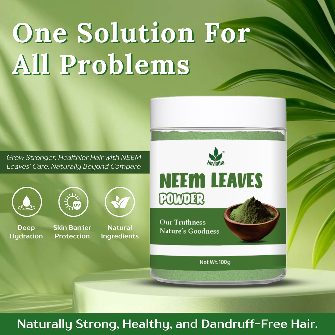 Havintha Natural Neem Powder | For Antioxidant Benefits | For Hair &amp; Skin Care | 100 Grams (JAR)