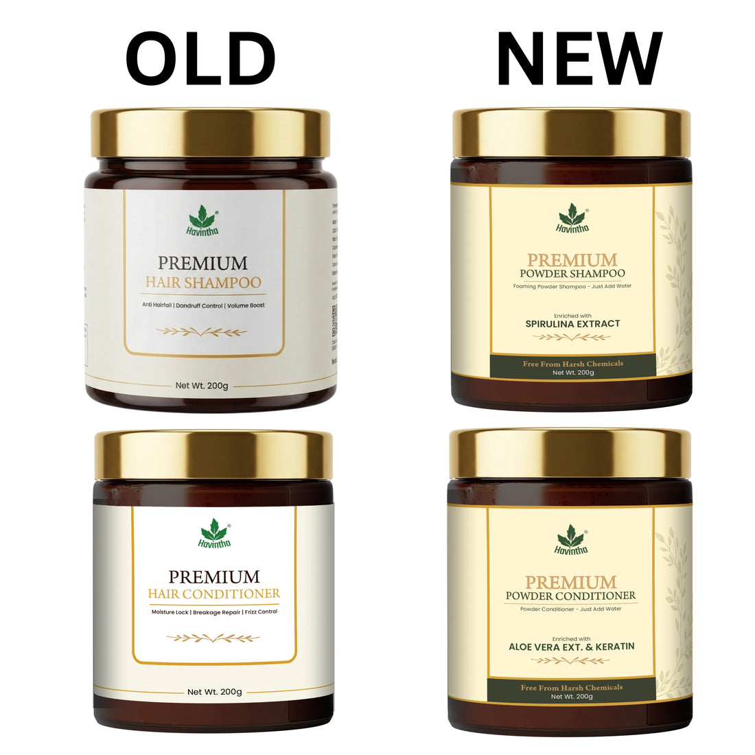 Havintha Premium Shampoo &amp; Conditioner Combo with Shikakai, Aloe Vera &amp; Keratin, 200g Each