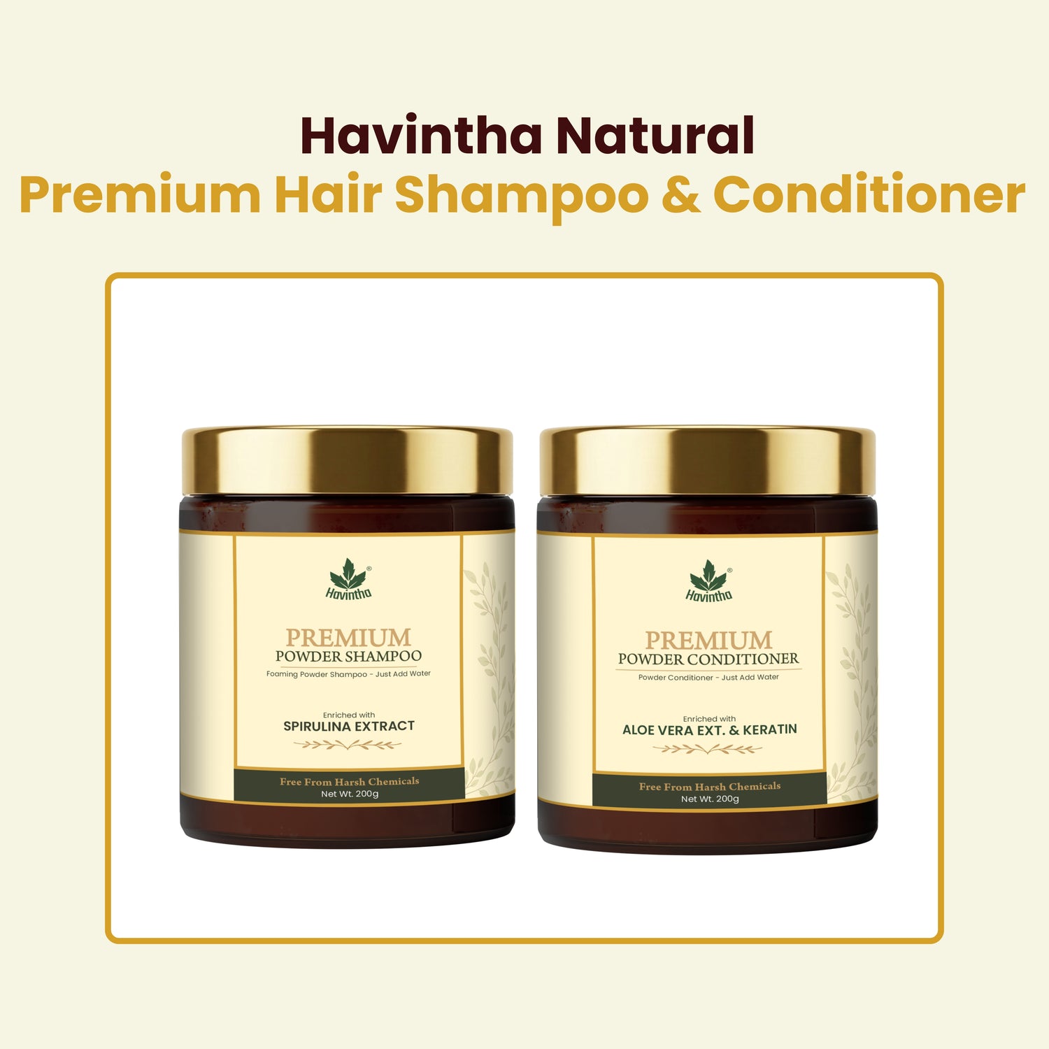 Havintha Premium Shampoo &amp; Conditioner Combo with Shikakai, Aloe Vera &amp; Keratin, 200g Each