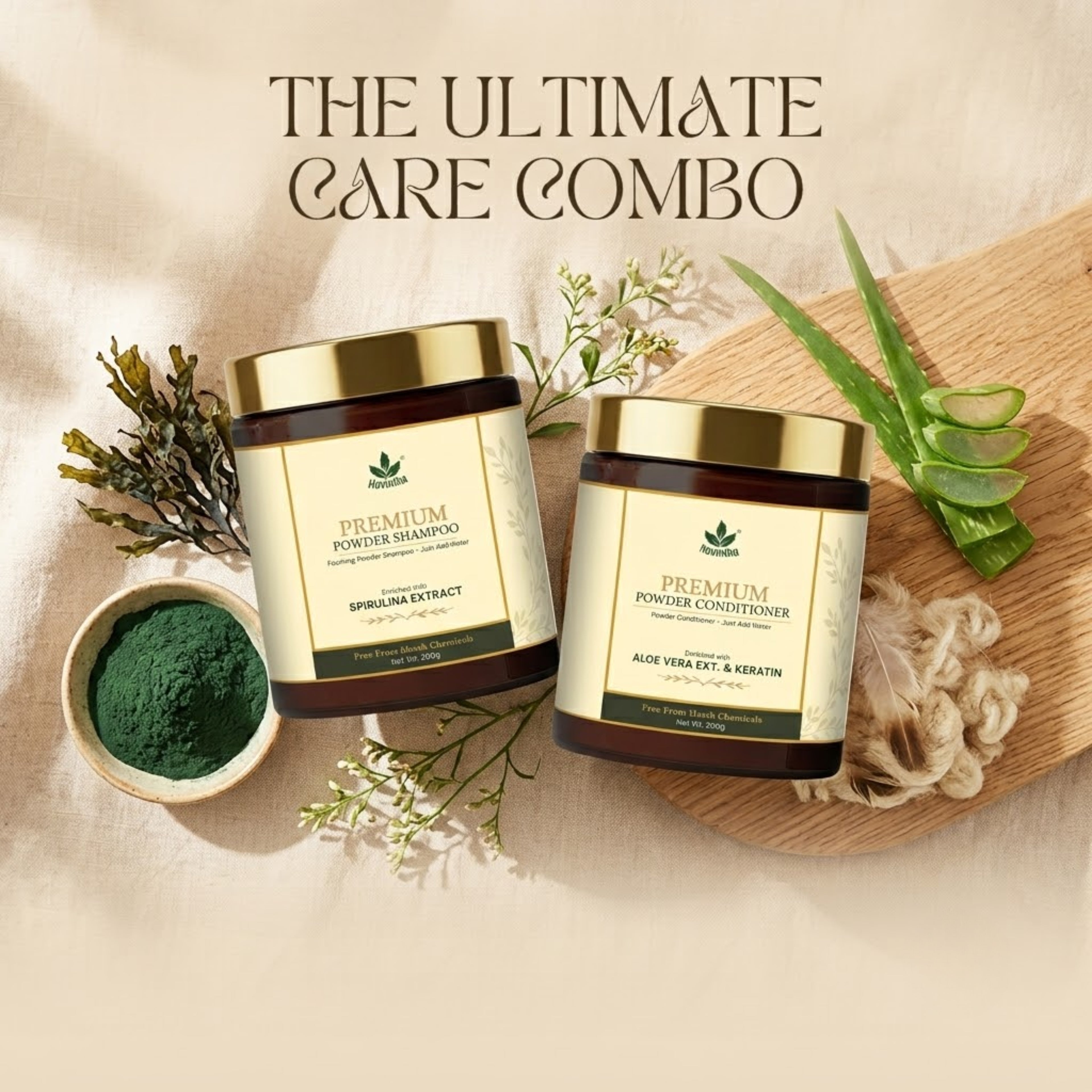Havintha Premium Shampoo &amp; Conditioner Combo with Shikakai, Aloe Vera &amp; Keratin, 200g Each