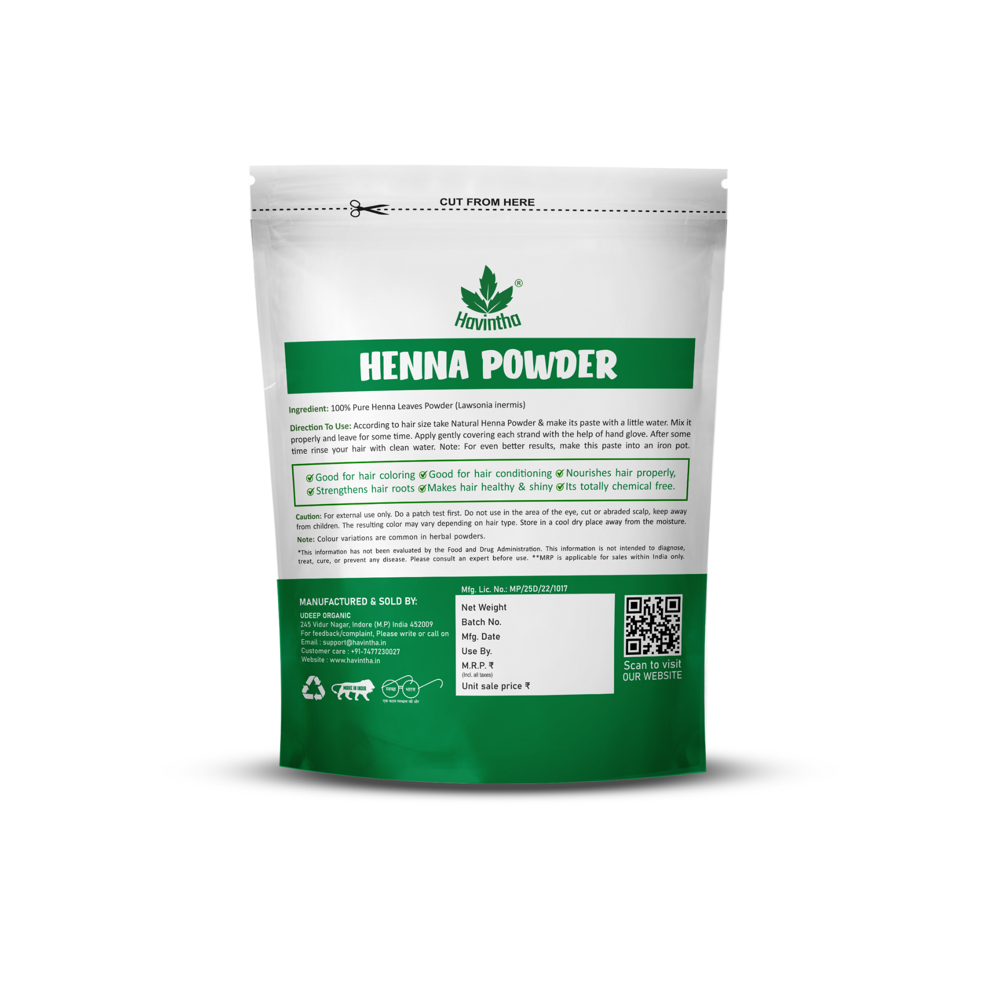 Natural Lawsonia Inermis Henna Powder for Hair Product 200gm